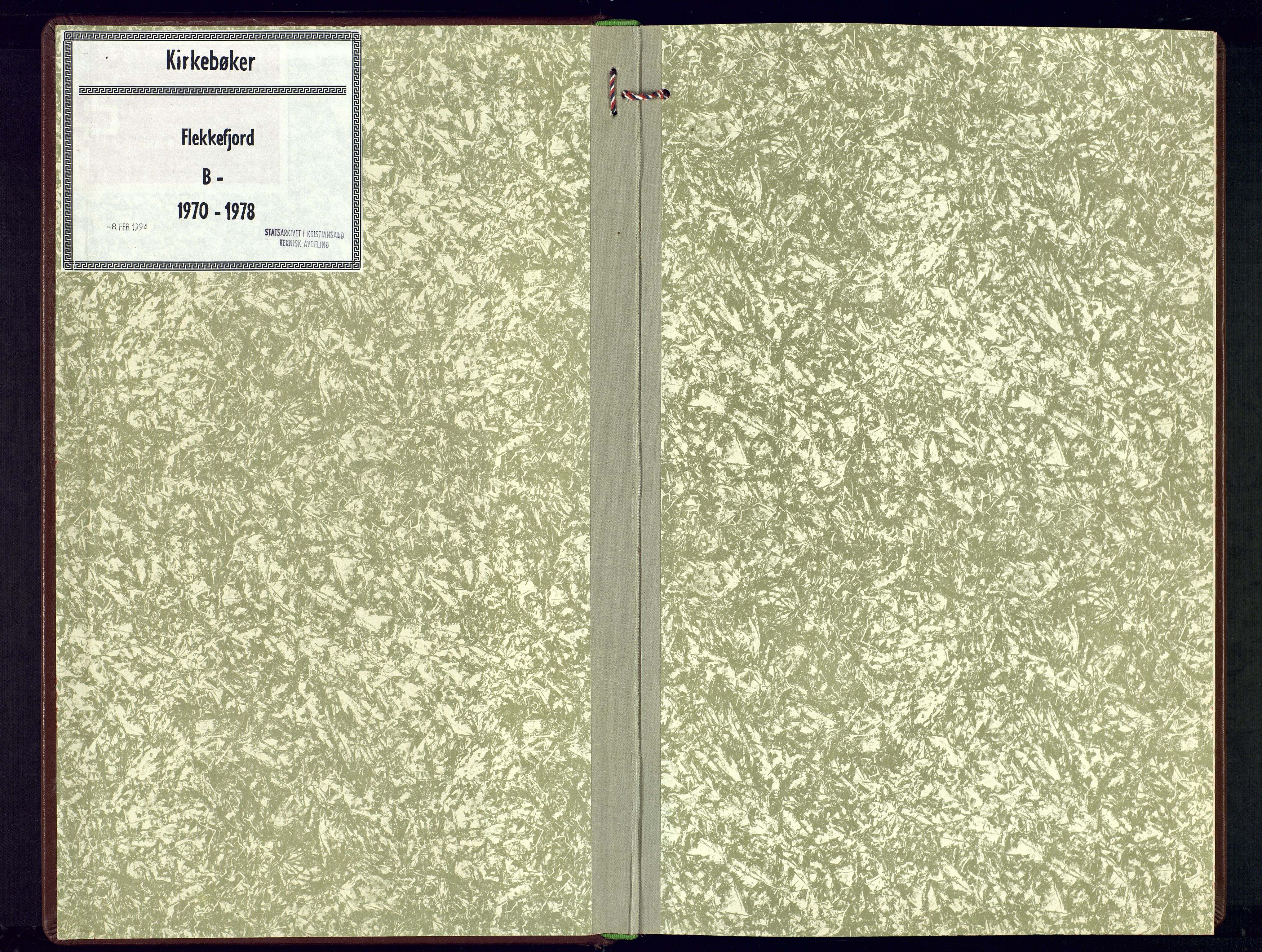 Flekkefjord sokneprestkontor, SAK/1111-0012/F/Fb/Fba/L0002: Parish register (copy) no. B-2, 1970-1978