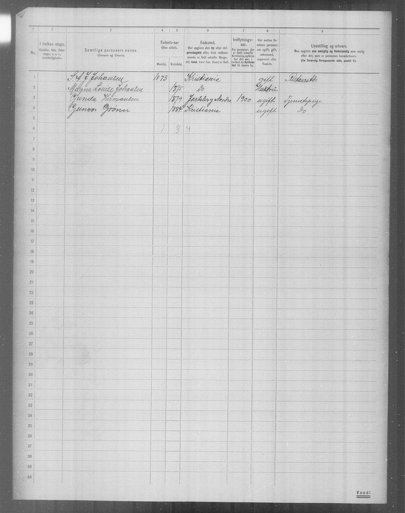 OBA, Municipal Census 1904 for Kristiania, 1904, p. 24047