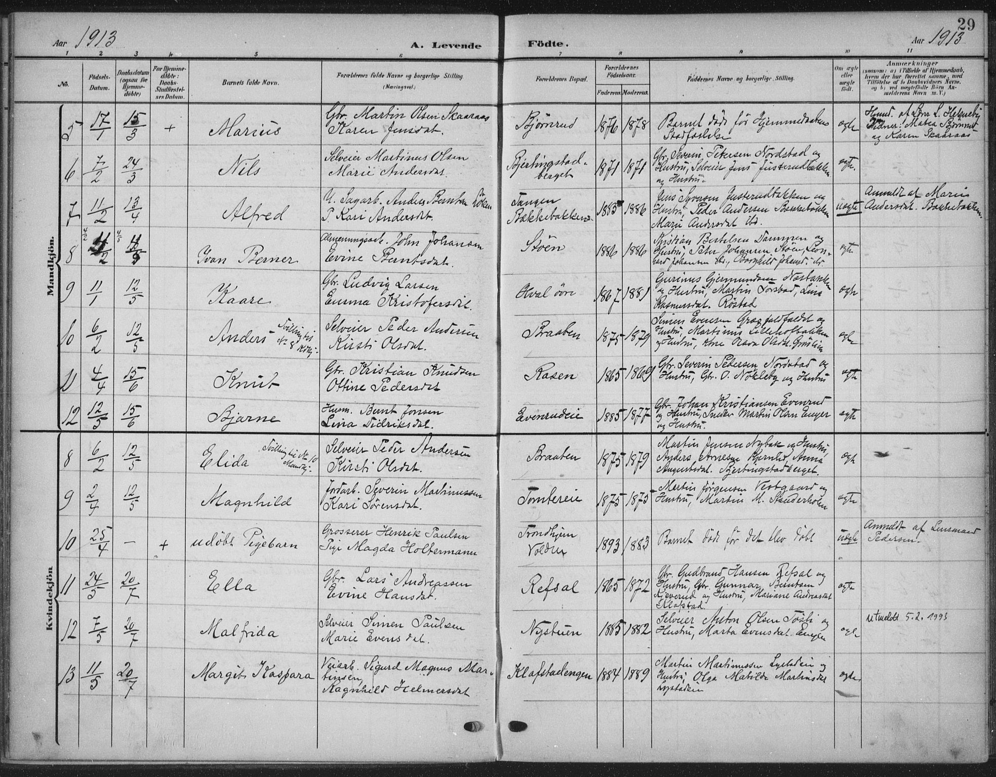 Romedal prestekontor, SAH/PREST-004/K/L0009: Parish register (official) no. 9, 1906-1929, p. 29