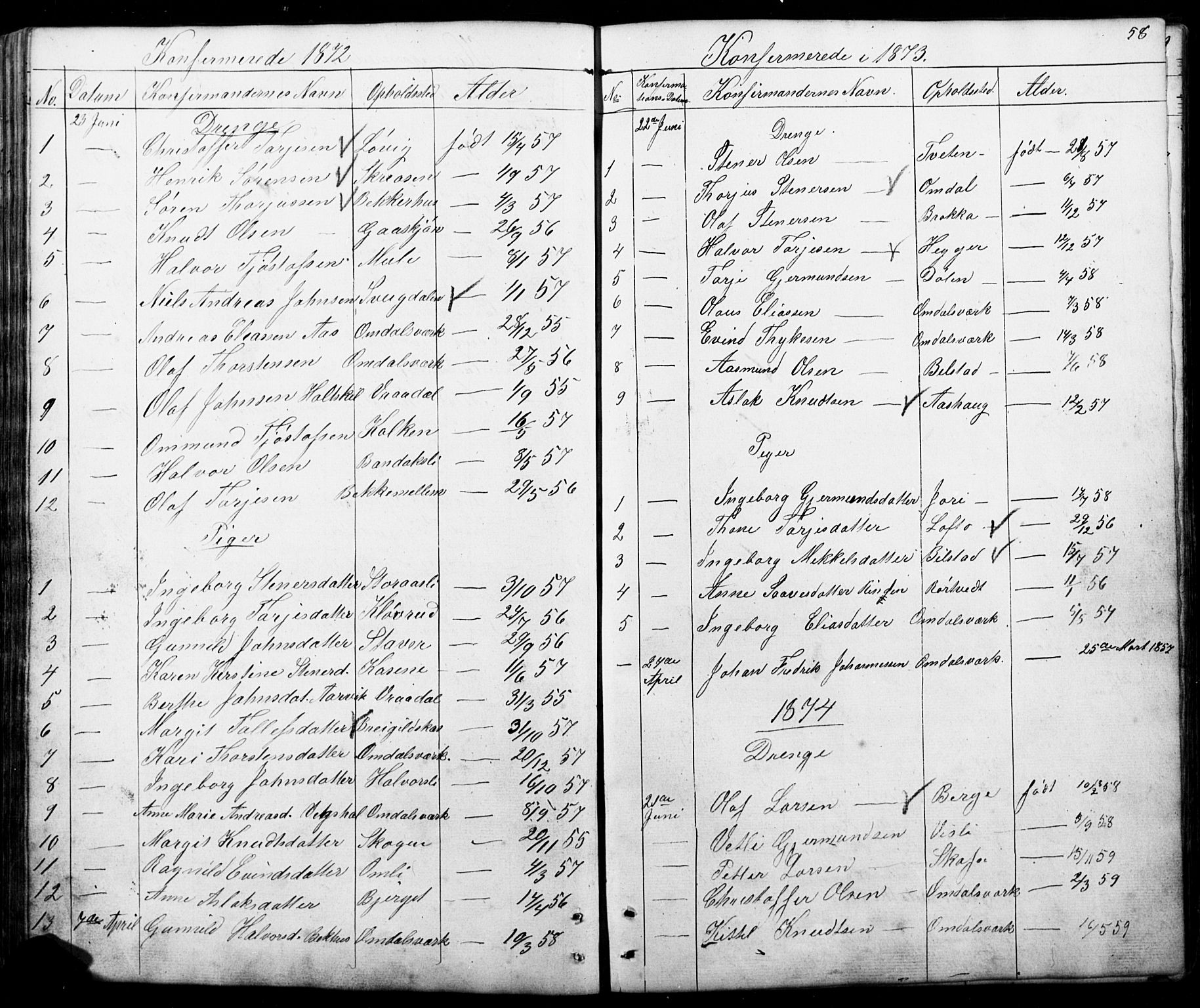 Mo kirkebøker, SAKO/A-286/G/Gb/L0002: Parish register (copy) no. II 2, 1851-1890, p. 58