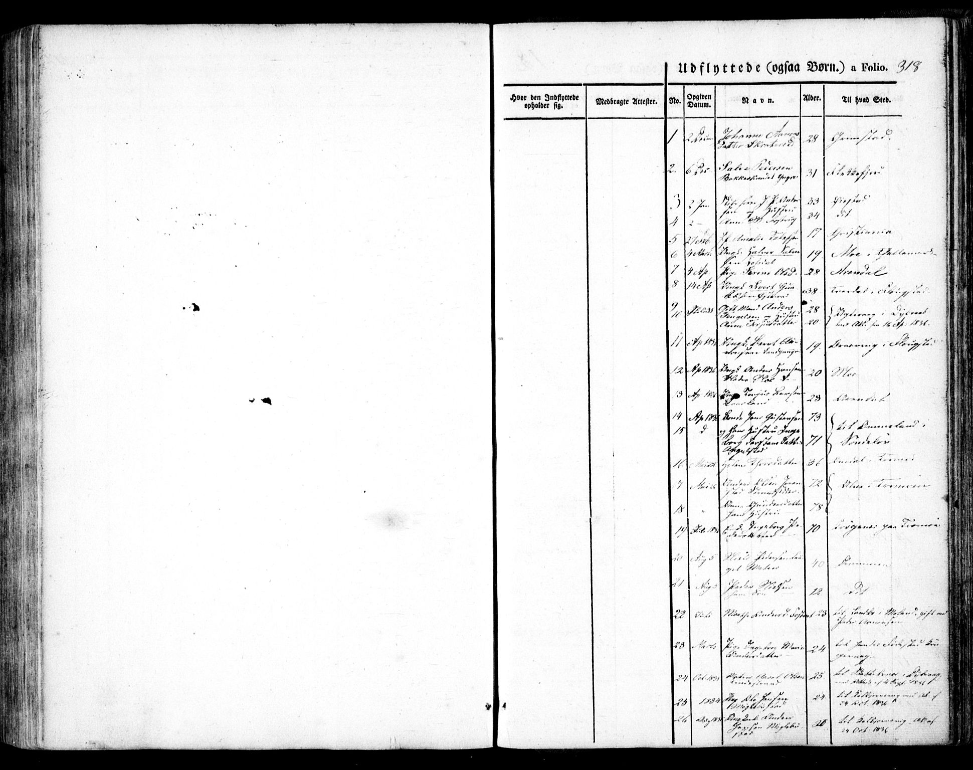 Holt sokneprestkontor, SAK/1111-0021/F/Fa/L0007: Parish register (official) no. A 7, 1836-1848, p. 318