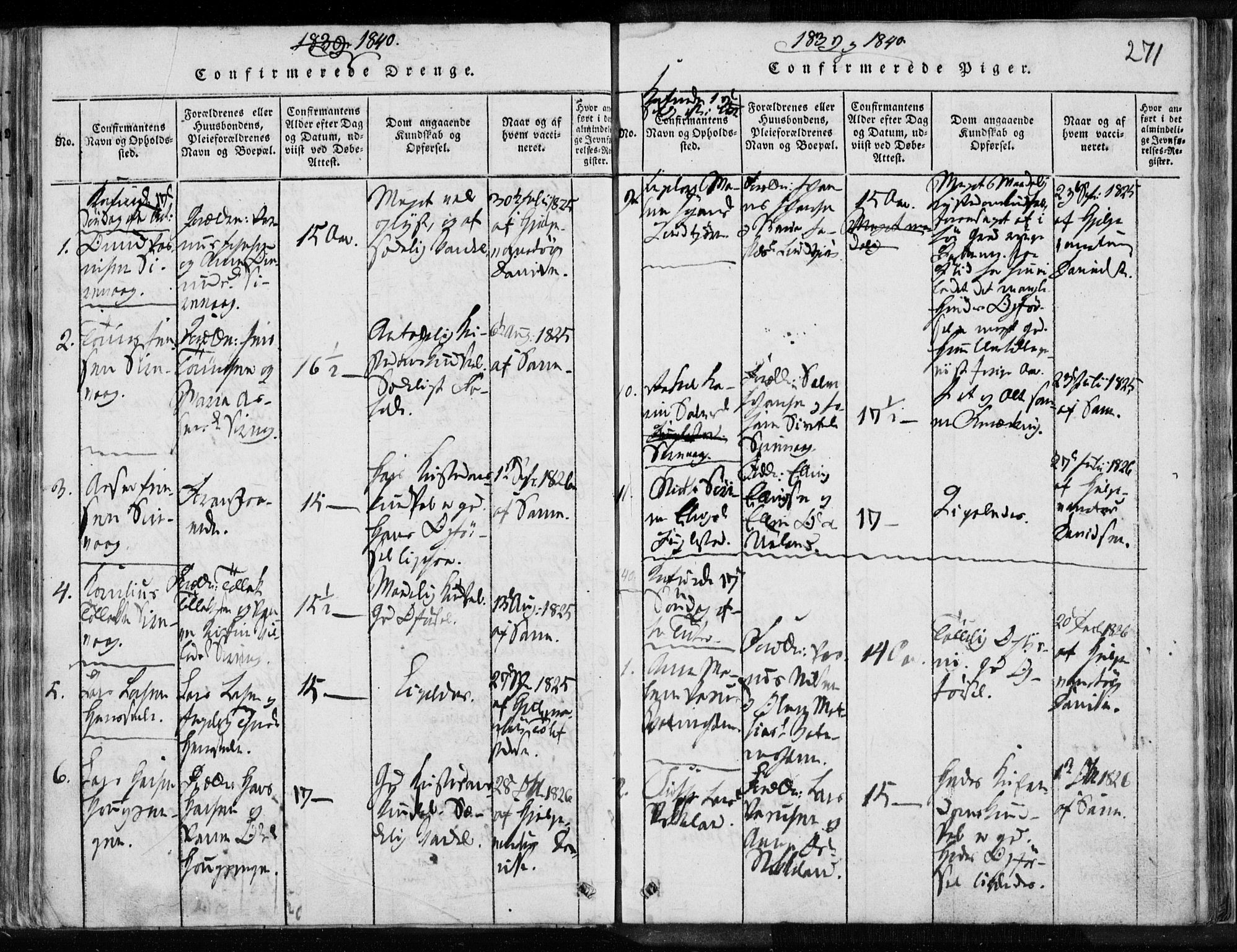 Eigersund sokneprestkontor, SAST/A-101807/S08/L0008: Parish register (official) no. A 8, 1816-1847, p. 271