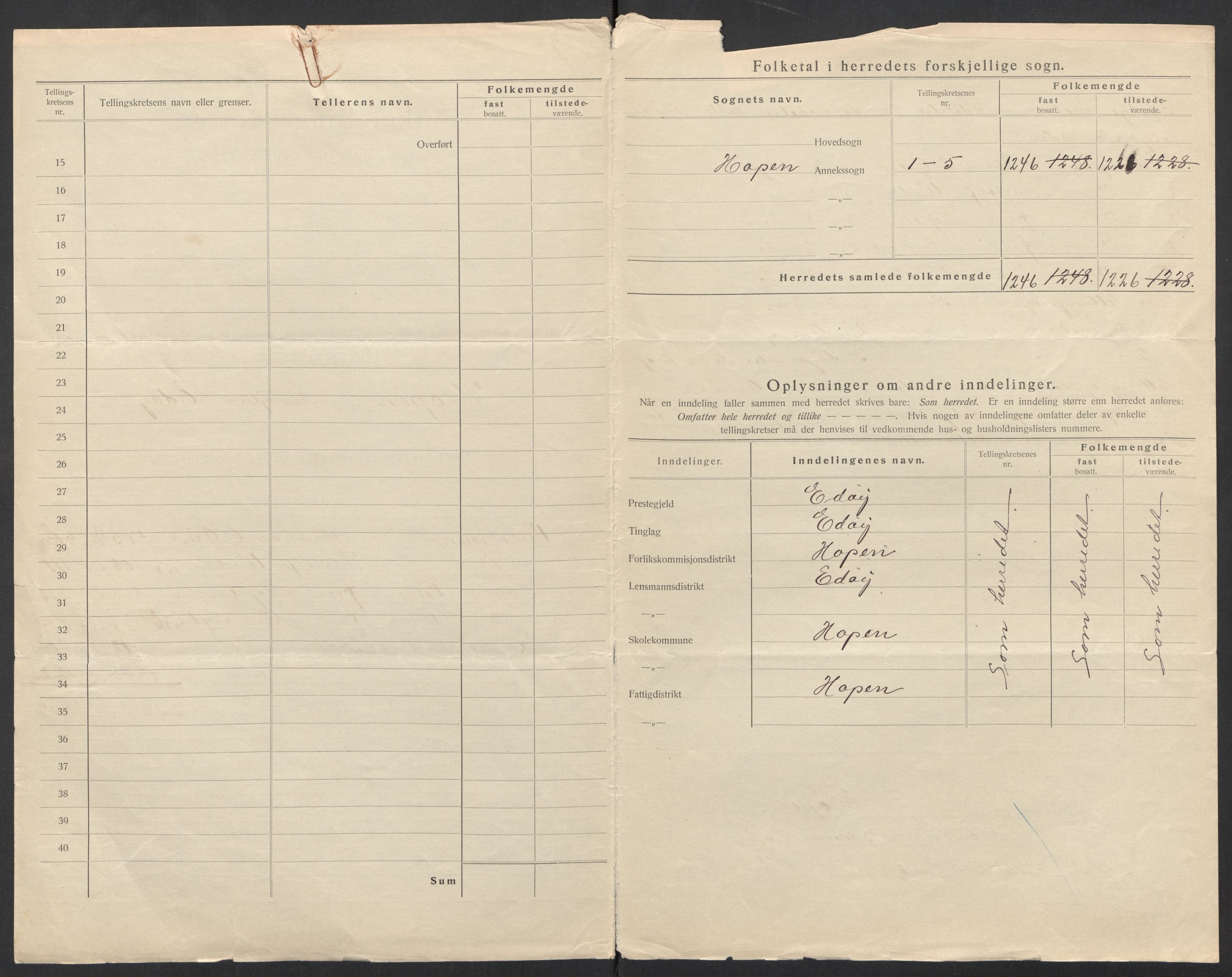 SAT, 1920 census for Hopen, 1920, p. 5