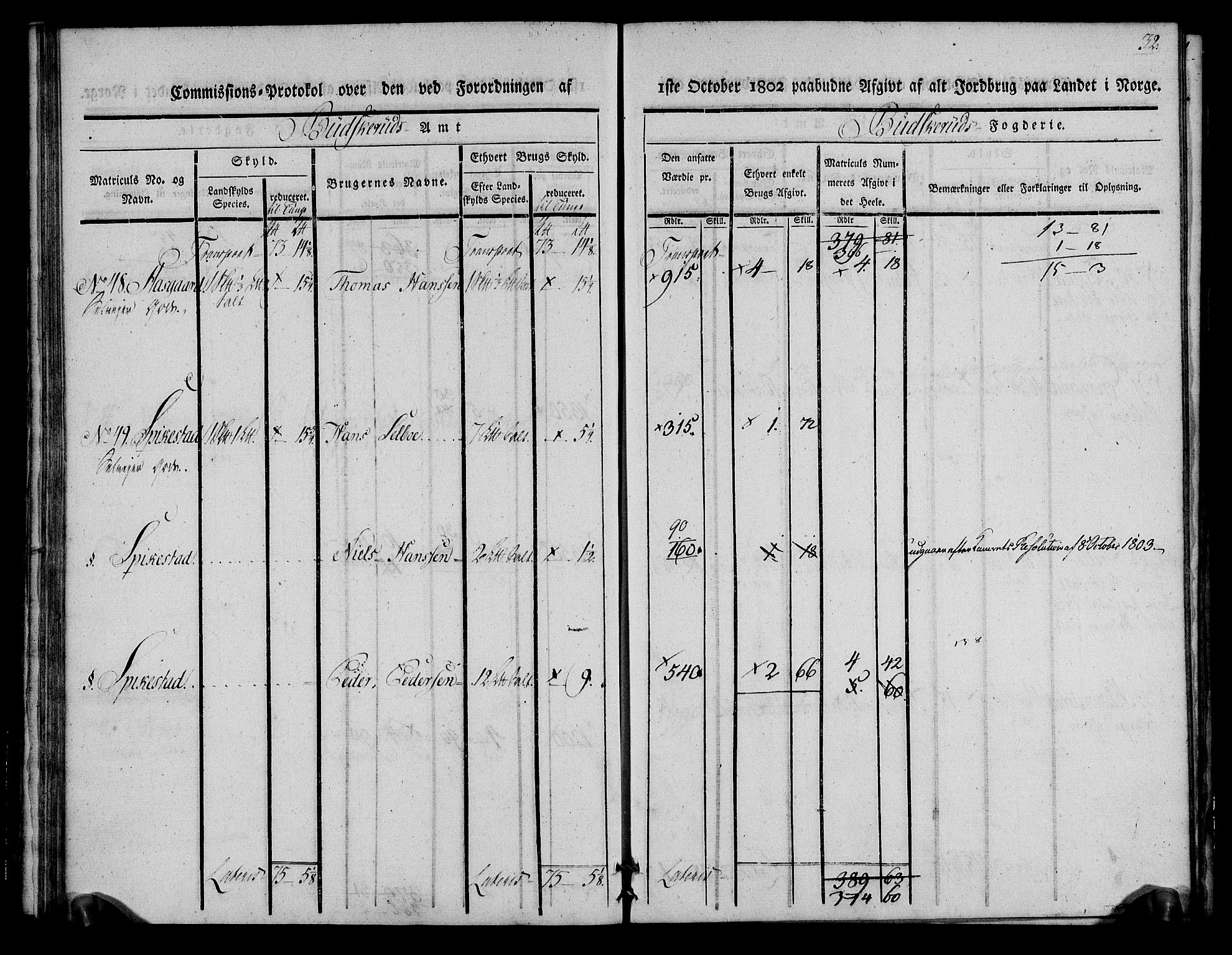 Rentekammeret inntil 1814, Realistisk ordnet avdeling, AV/RA-EA-4070/N/Ne/Nea/L0062: Buskerud fogderi. Kommisjonsprotokoll for Røyken prestegjeld, 1803, p. 32