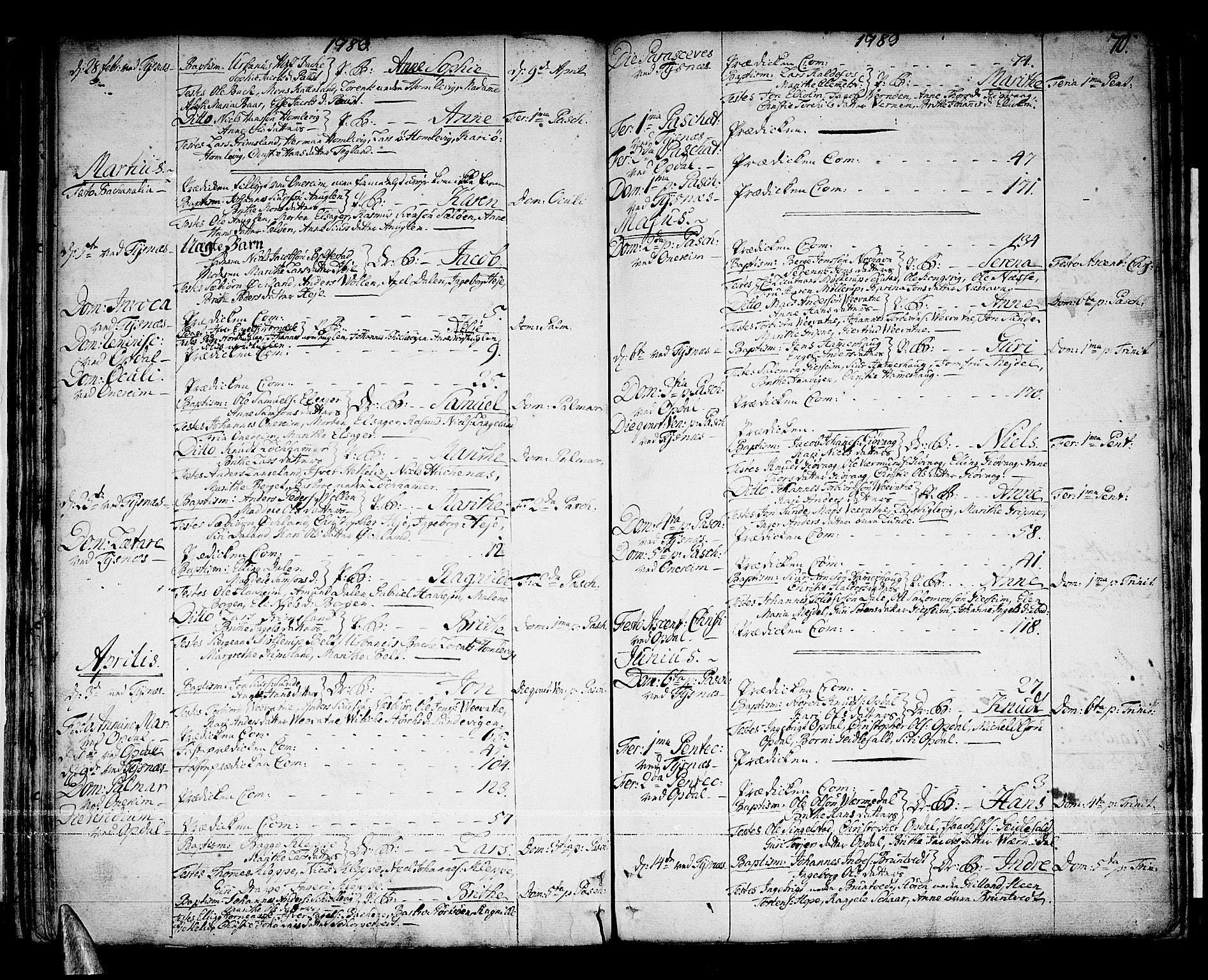 Tysnes sokneprestembete, SAB/A-78601/H/Haa: Parish register (official) no. A 5, 1762-1793, p. 70