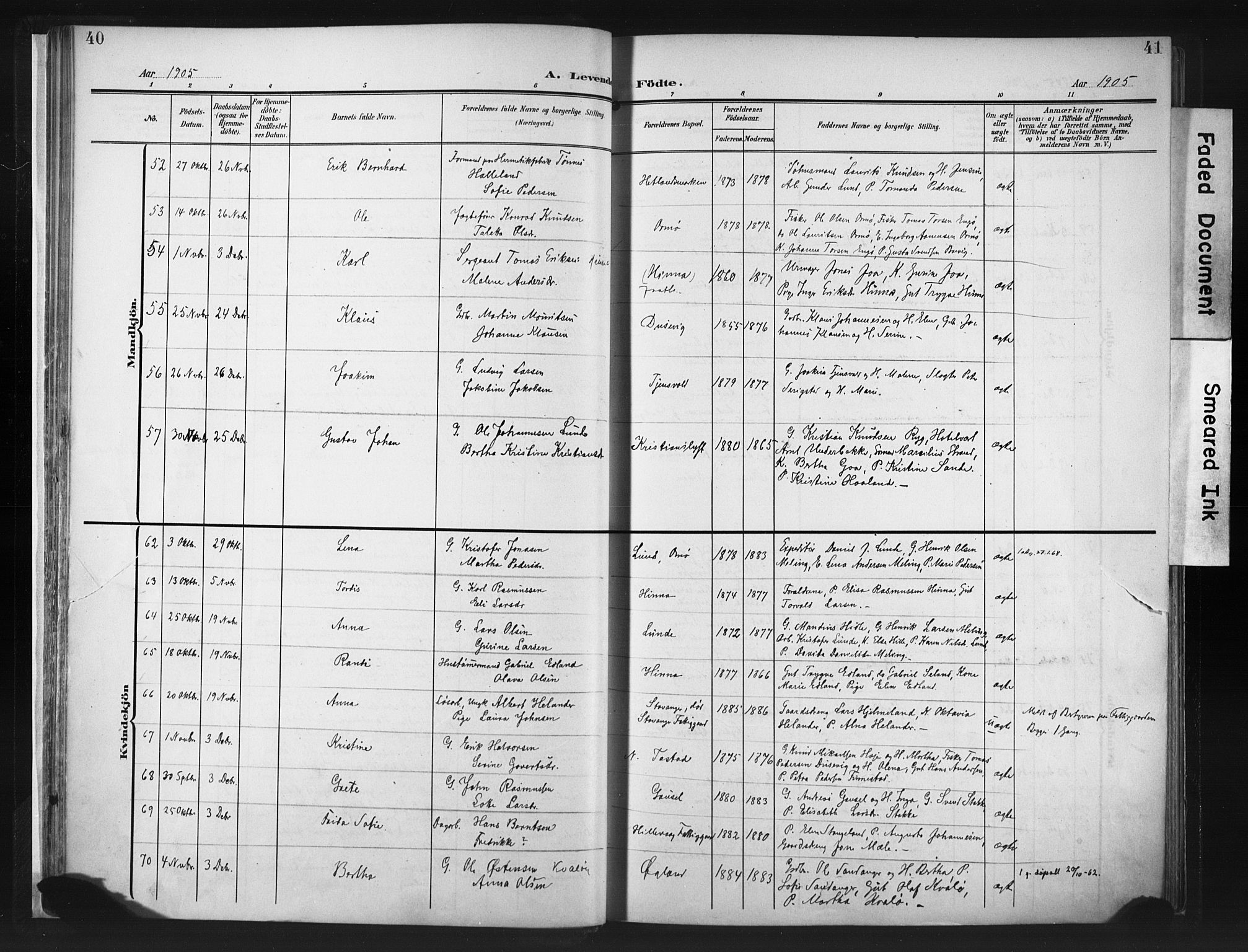 Hetland sokneprestkontor, AV/SAST-A-101826/30/30BA/L0013: Parish register (official) no. A 13, 1904-1918, p. 40-41