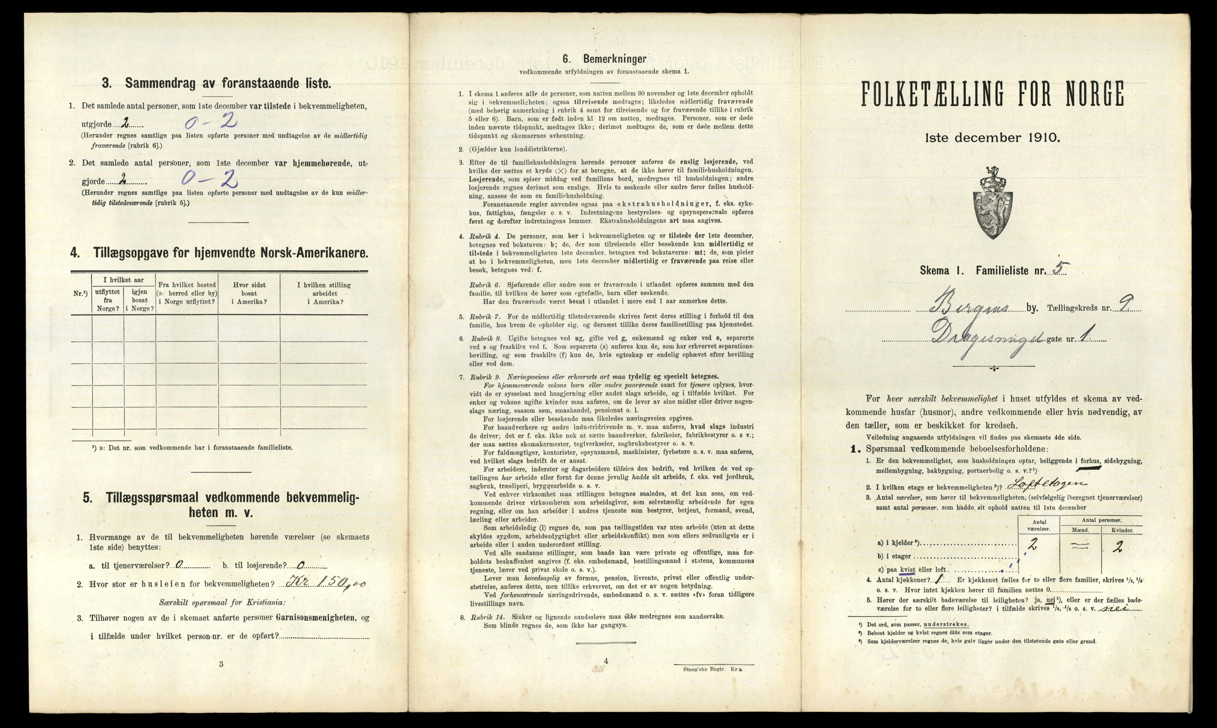 RA, 1910 census for Bergen, 1910, p. 2895