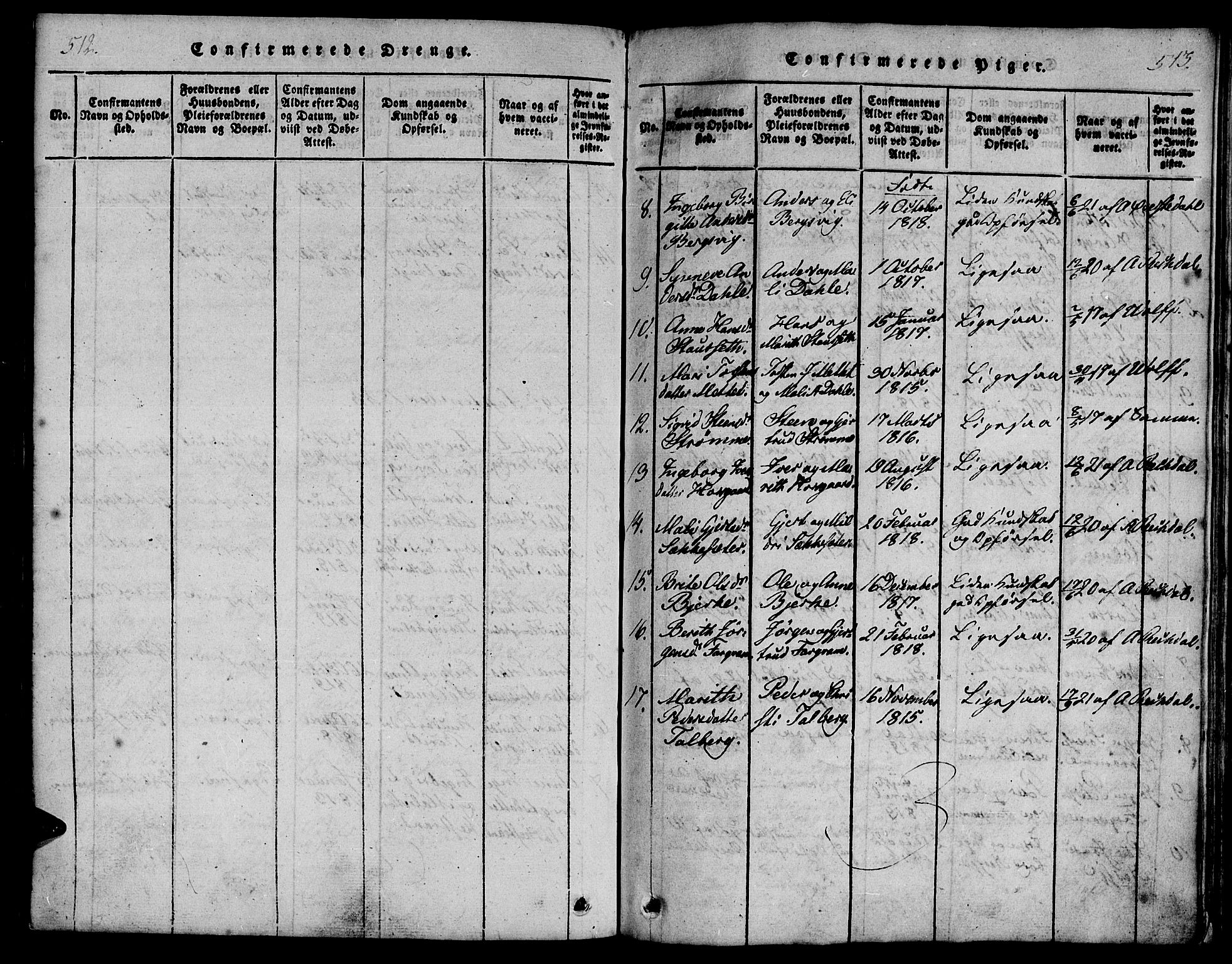 Ministerialprotokoller, klokkerbøker og fødselsregistre - Møre og Romsdal, AV/SAT-A-1454/547/L0602: Parish register (official) no. 547A04, 1818-1845, p. 512-513