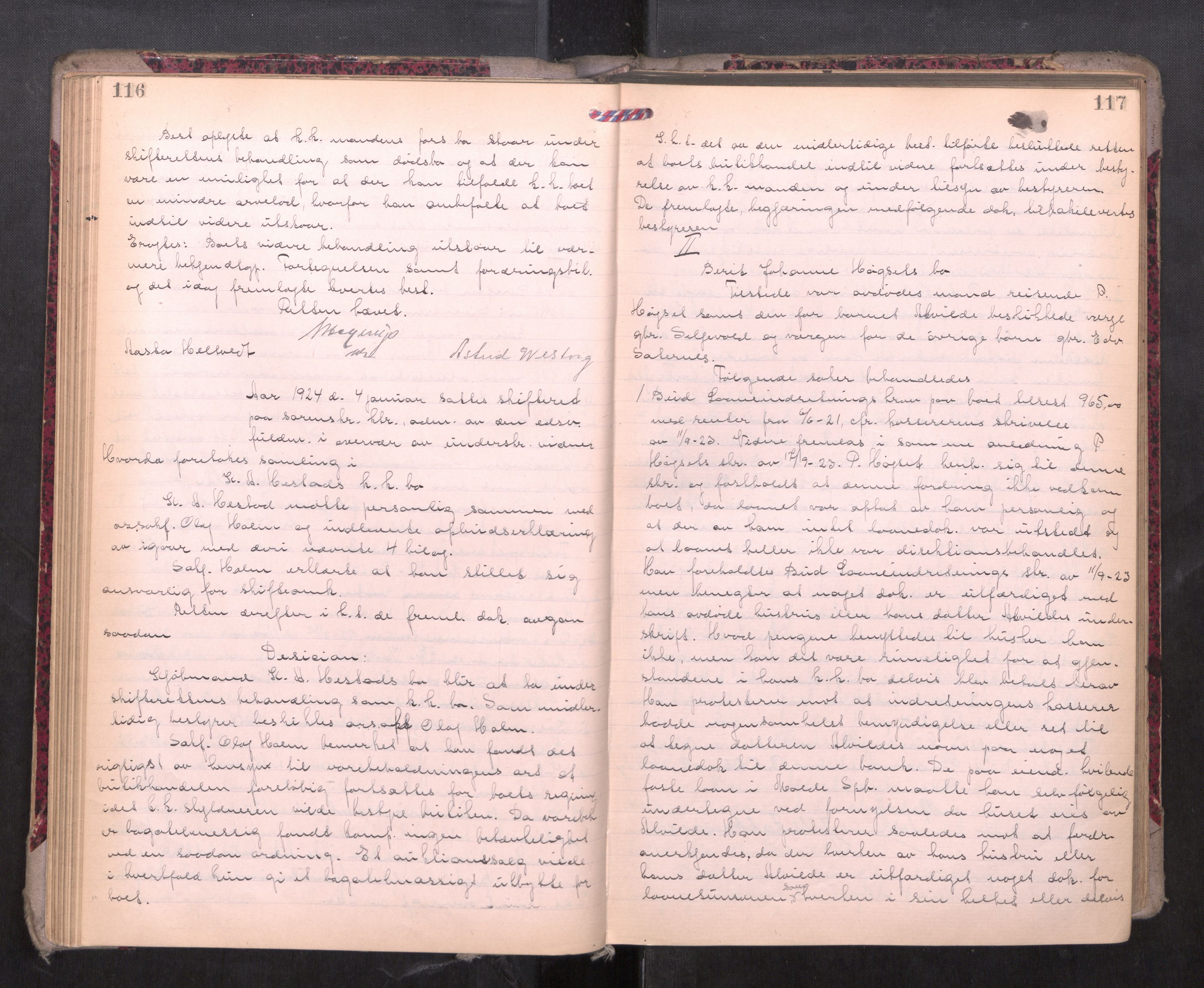 Romsdal sorenskriveri, AV/SAT-A-4149/1/3/3B/L0010: Skiftebehandlingsprotokoll, 1923-1925, p. 116-117