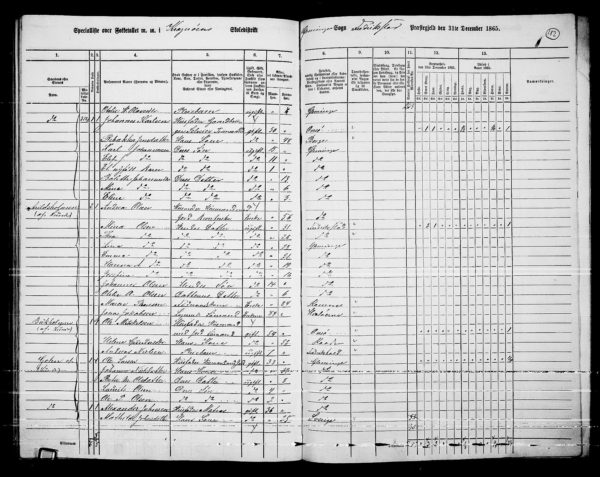 RA, 1865 census for Fredrikstad/Glemmen, 1865, p. 171