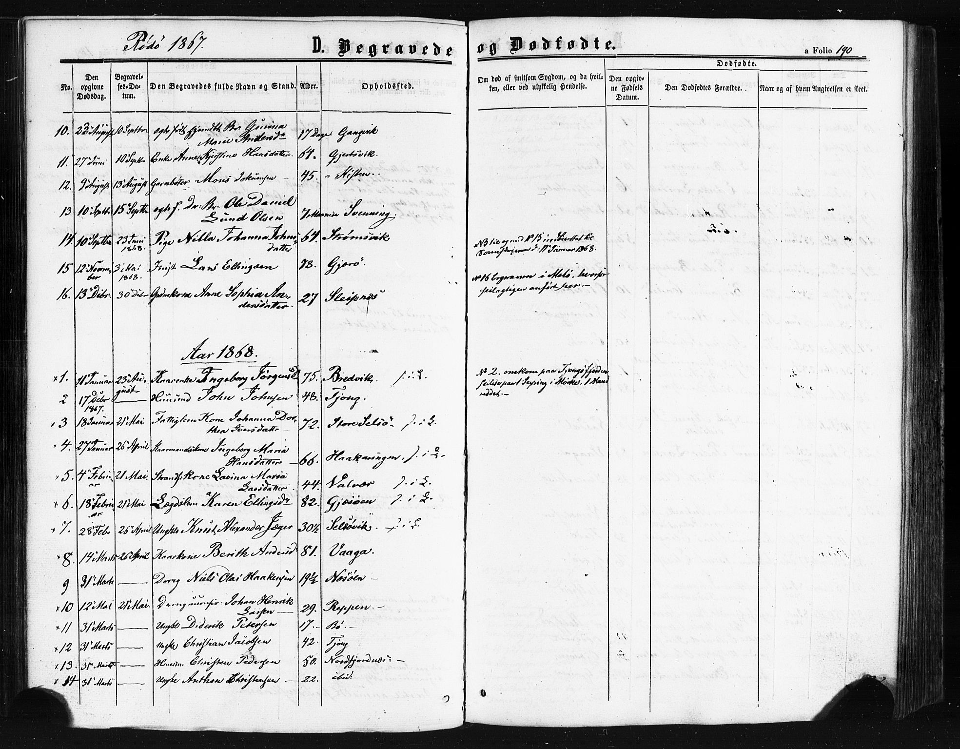 Ministerialprotokoller, klokkerbøker og fødselsregistre - Nordland, SAT/A-1459/841/L0607: Parish register (official) no. 841A11 /1, 1863-1877, p. 190