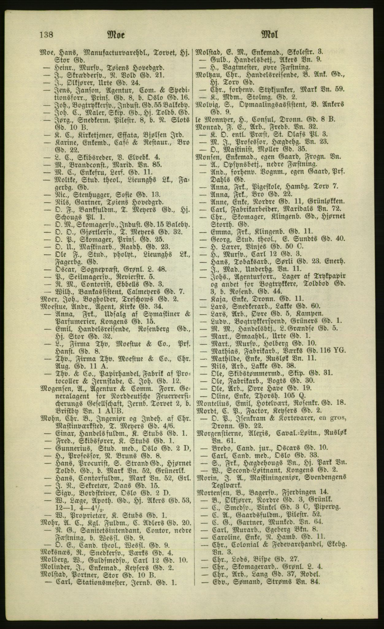 Kristiania/Oslo adressebok, PUBL/-, 1881, p. 138