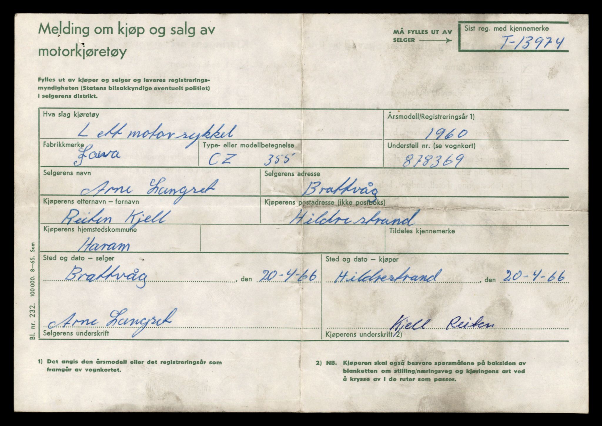 Møre og Romsdal vegkontor - Ålesund trafikkstasjon, AV/SAT-A-4099/F/Fe/L0042: Registreringskort for kjøretøy T 13906 - T 14079, 1927-1998, p. 1083