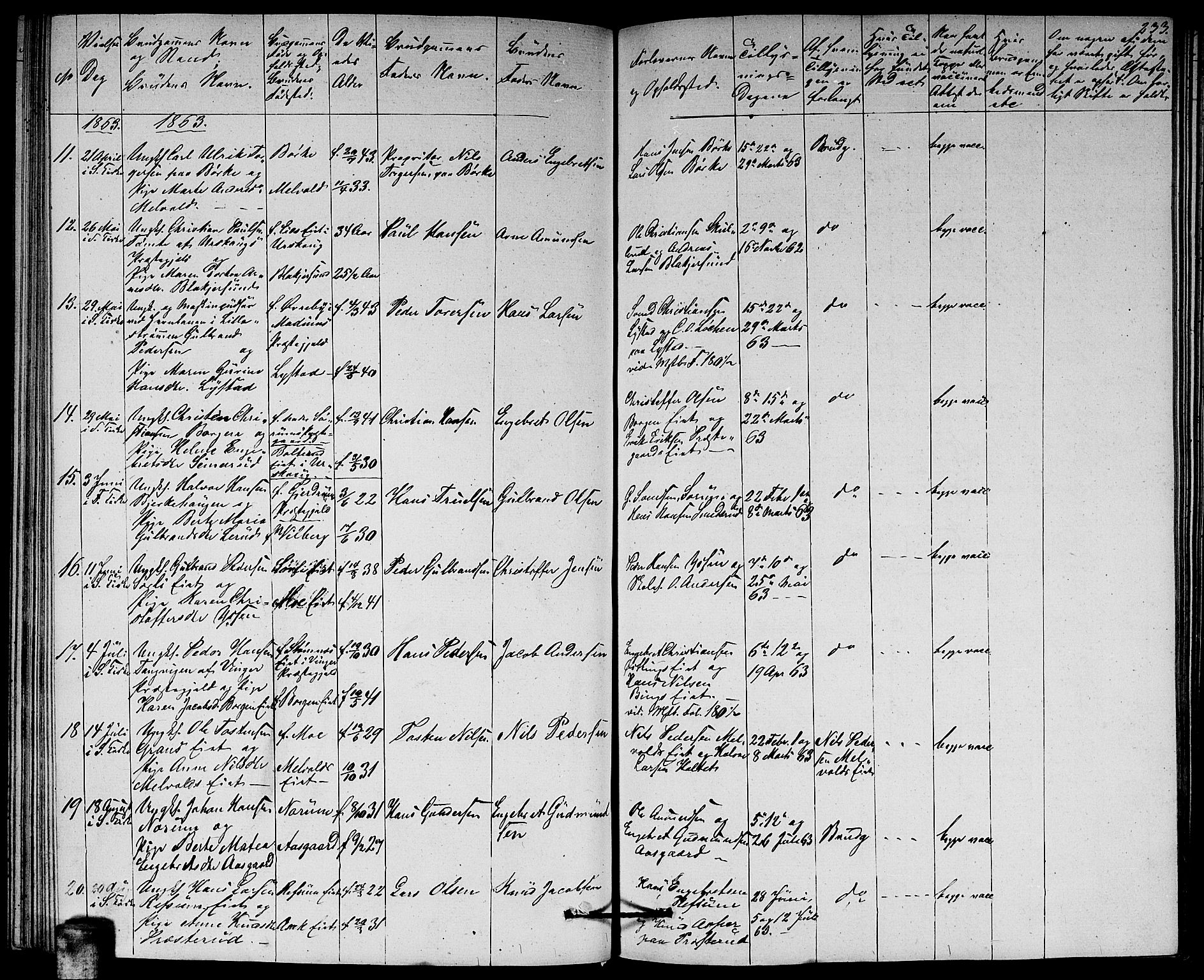 Sørum prestekontor Kirkebøker, AV/SAO-A-10303/G/Ga/L0003: Parish register (copy) no. I 3, 1846-1863, p. 233