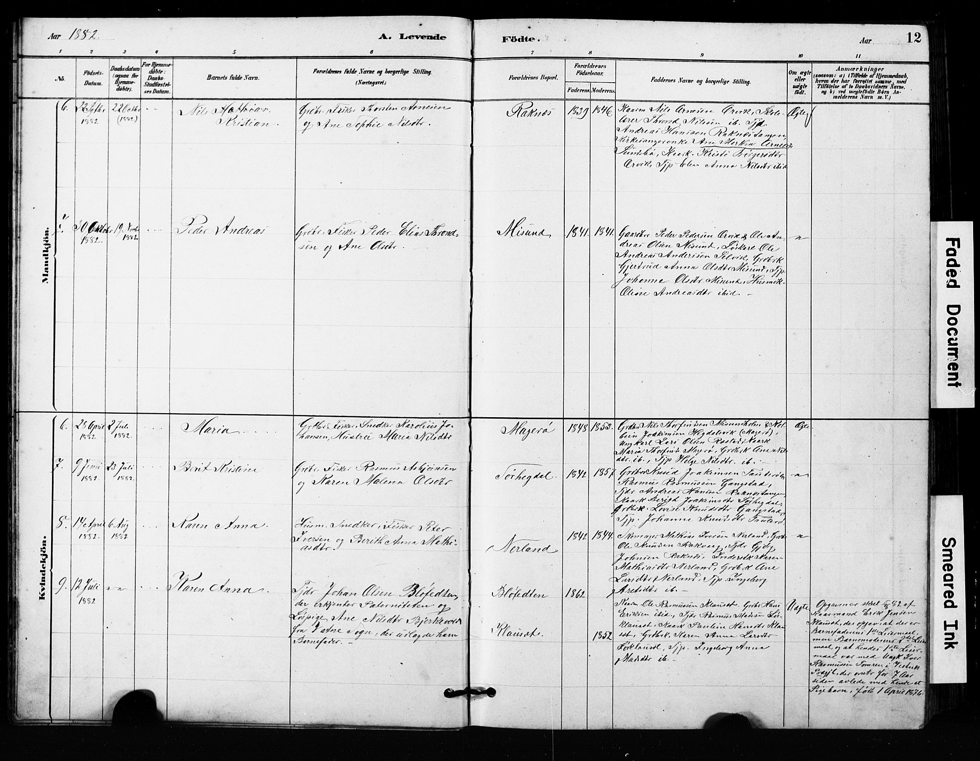 Ministerialprotokoller, klokkerbøker og fødselsregistre - Møre og Romsdal, AV/SAT-A-1454/563/L0737: Parish register (copy) no. 563C01, 1878-1916, p. 12