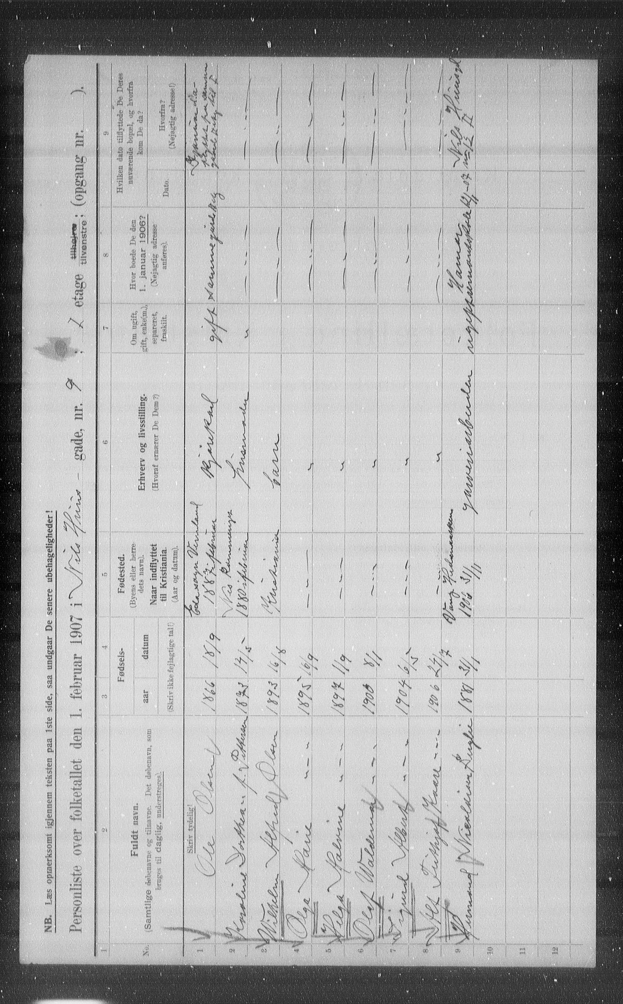 OBA, Municipal Census 1907 for Kristiania, 1907, p. 36326