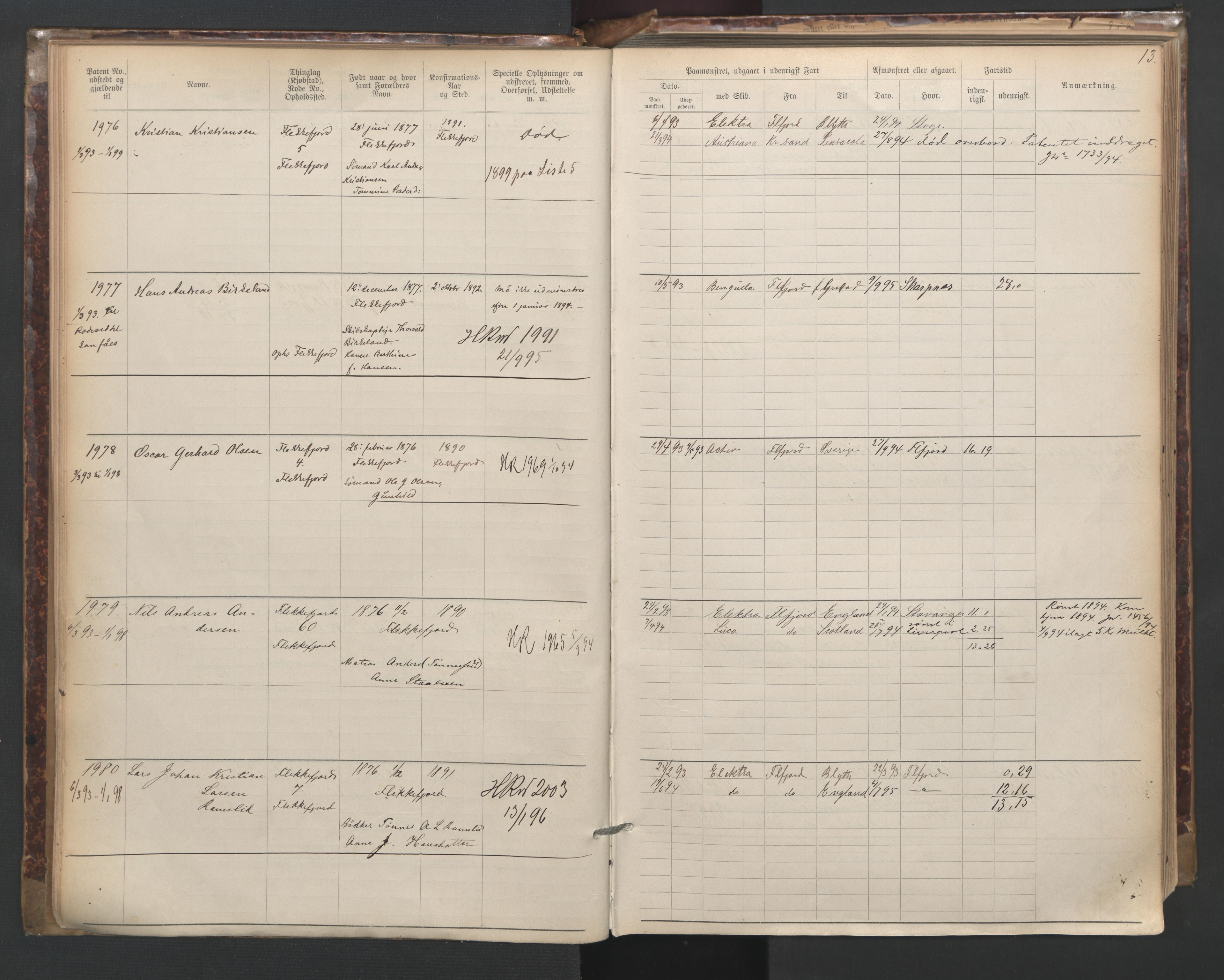 Flekkefjord mønstringskrets, SAK/2031-0018/F/Fa/L0003: Annotasjonsrulle nr 1921-2963 med register, N-3, 1892-1948, p. 42