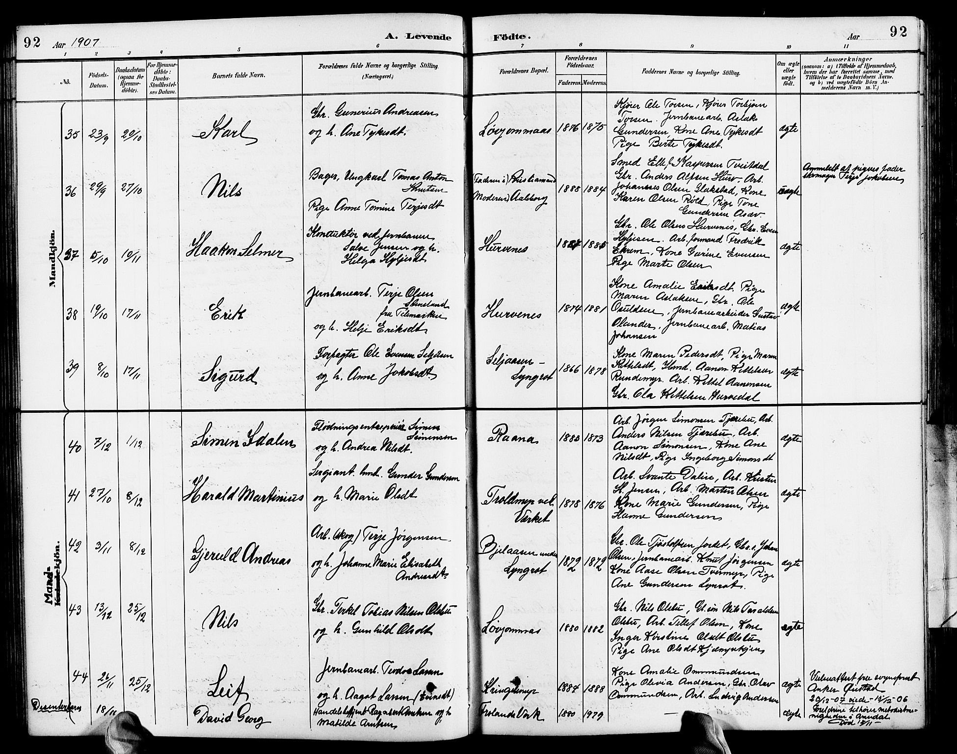 Froland sokneprestkontor, AV/SAK-1111-0013/F/Fb/L0010: Parish register (copy) no. B 10, 1893-1920, p. 92