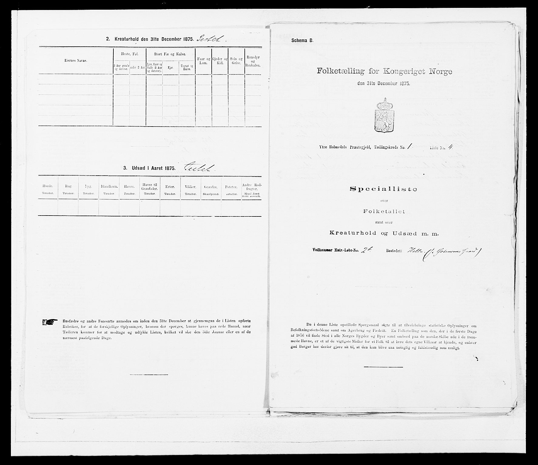 SAB, 1875 census for 1429P Ytre Holmedal, 1875, p. 55