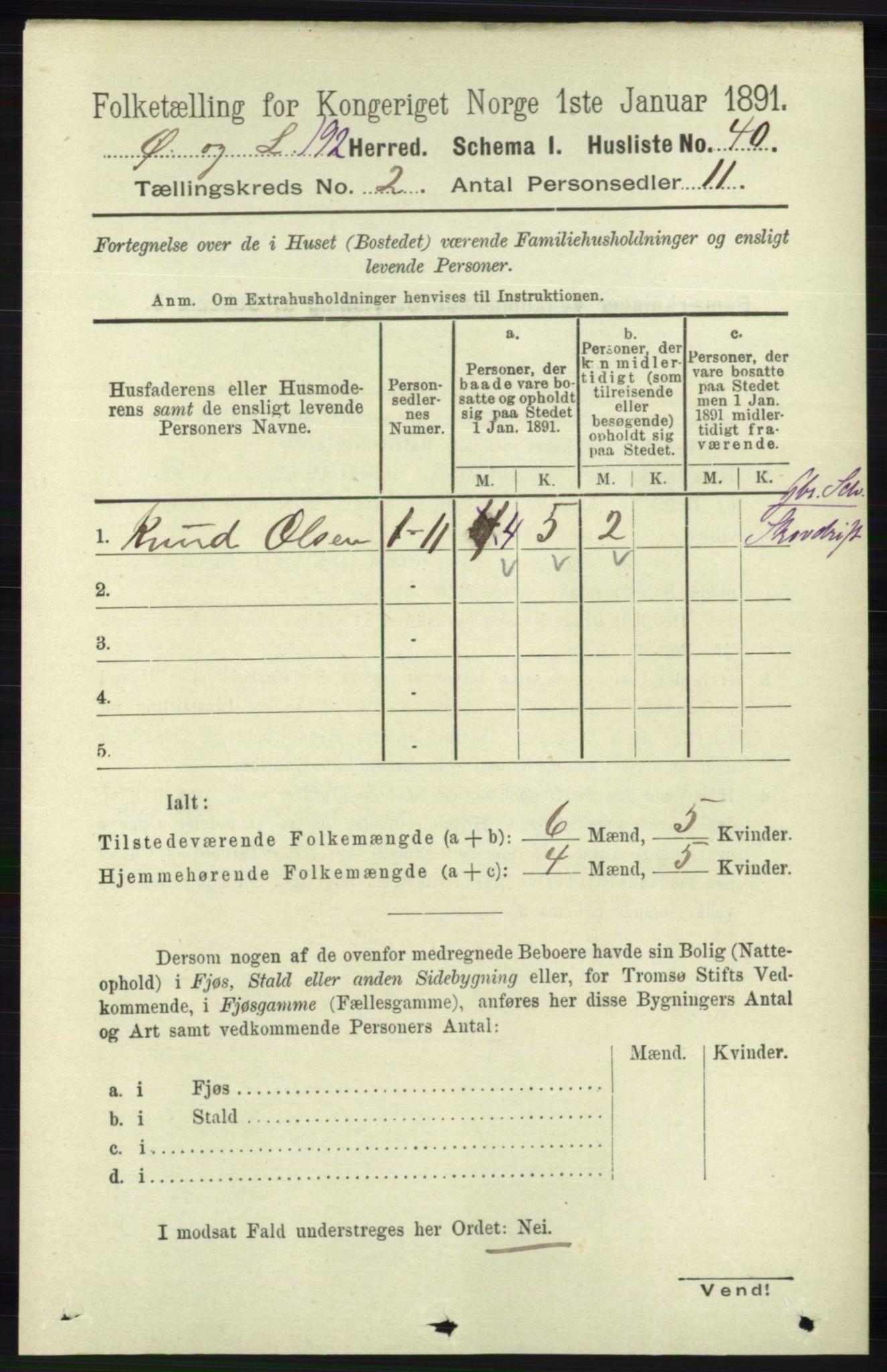 RA, 1891 census for 1021 Øyslebø og Laudal, 1891, p. 470