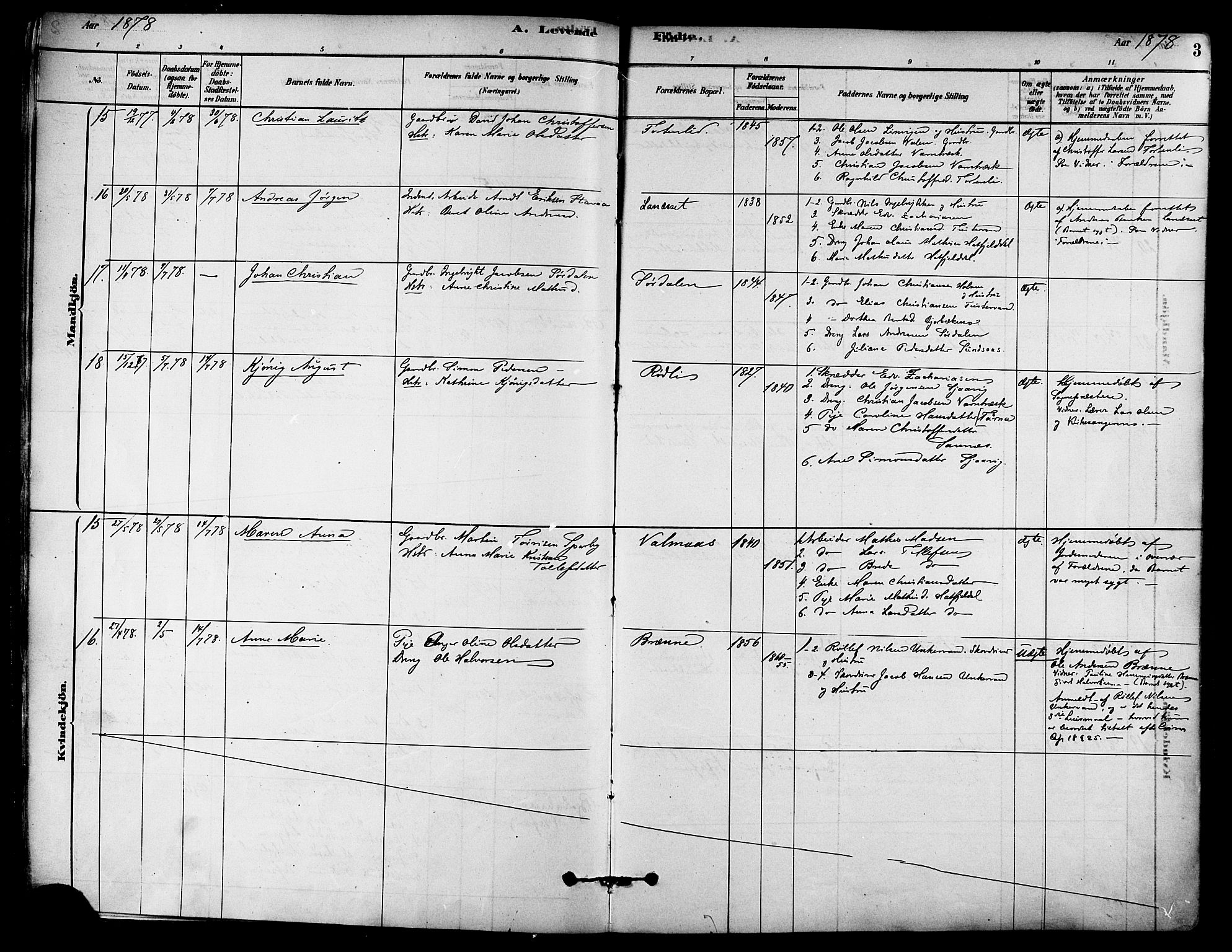 Ministerialprotokoller, klokkerbøker og fødselsregistre - Nordland, AV/SAT-A-1459/823/L0325: Parish register (official) no. 823A02, 1878-1898, p. 3