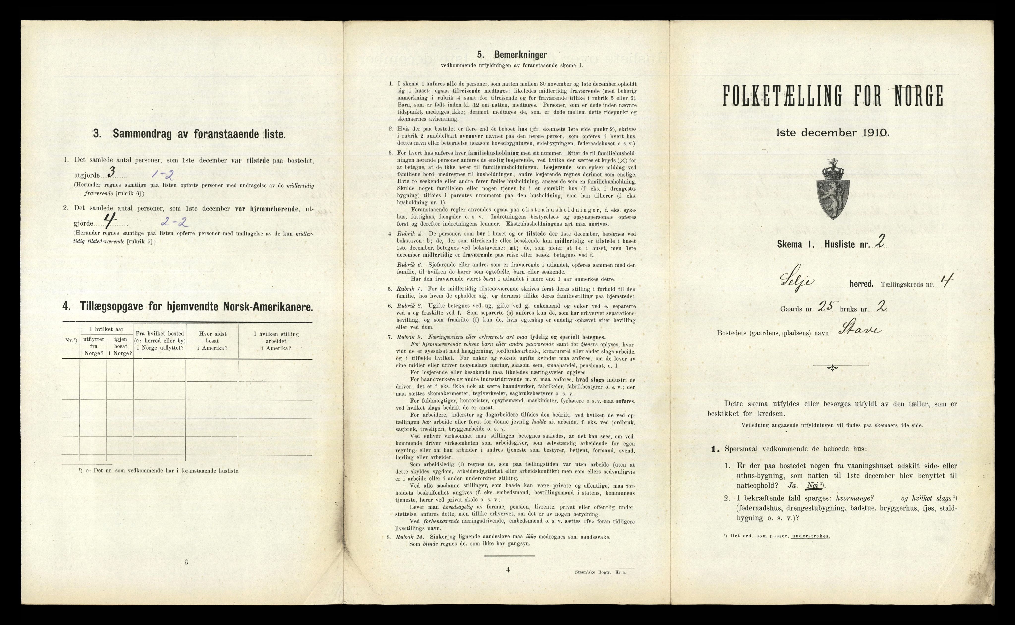 RA, 1910 census for Selje, 1910, p. 324