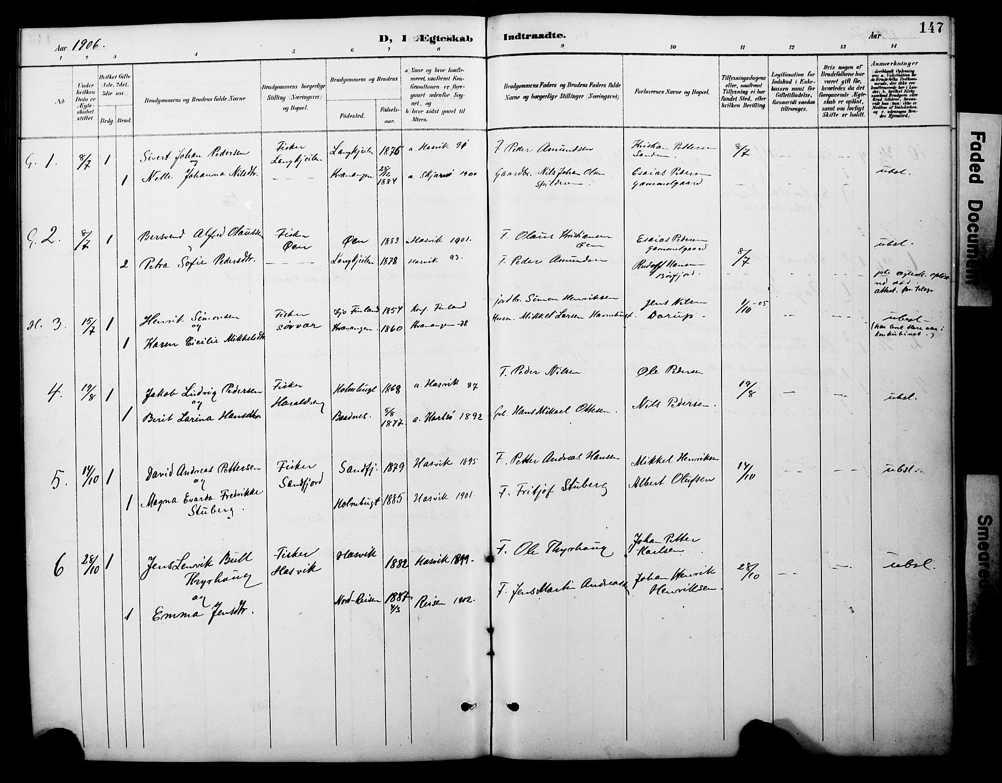 Loppa sokneprestkontor, SATØ/S-1339/H/Ha/L0008kirke: Parish register (official) no. 8, 1889-1907, p. 147