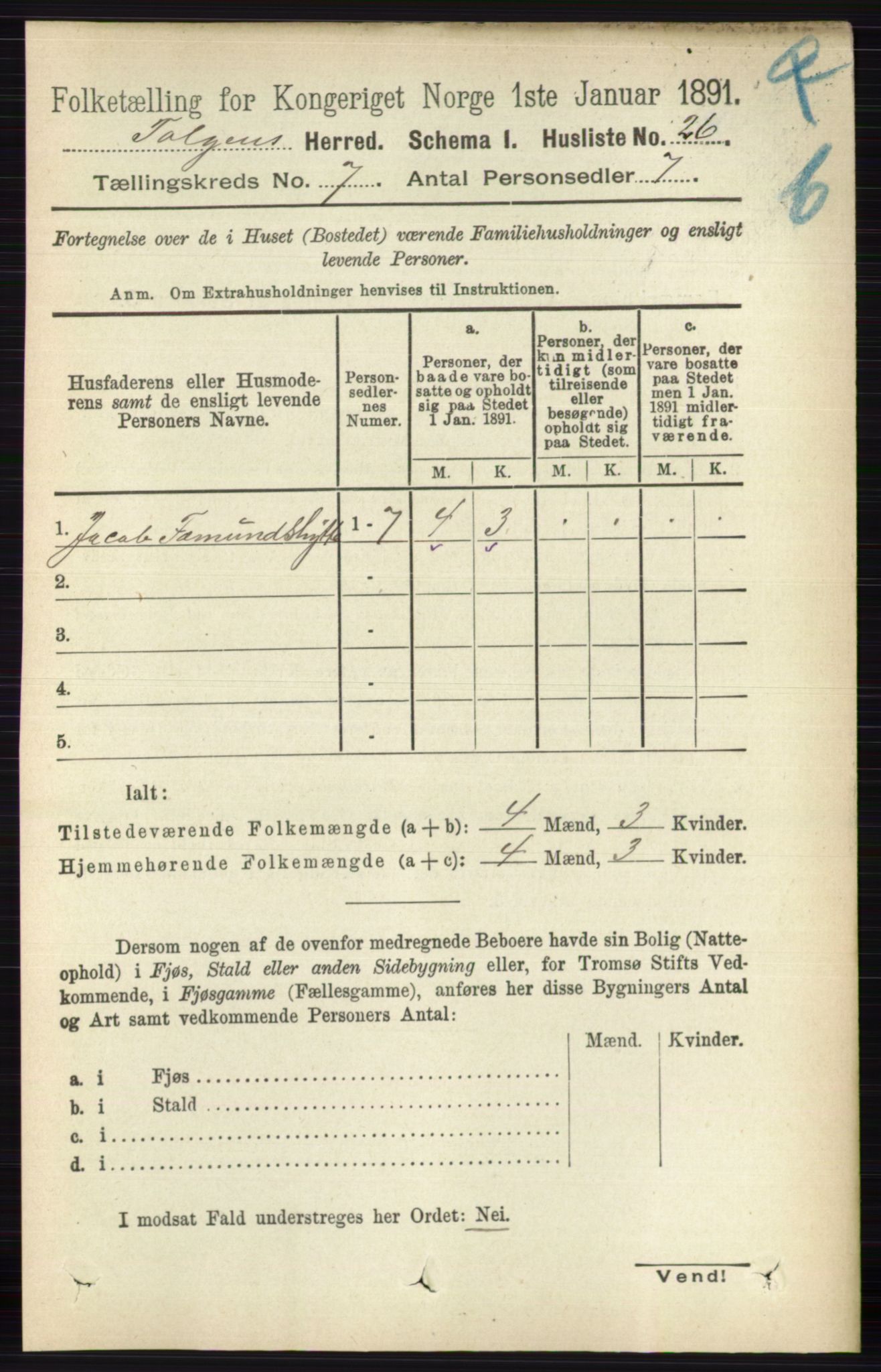 RA, 1891 census for 0436 Tolga, 1891, p. 2013