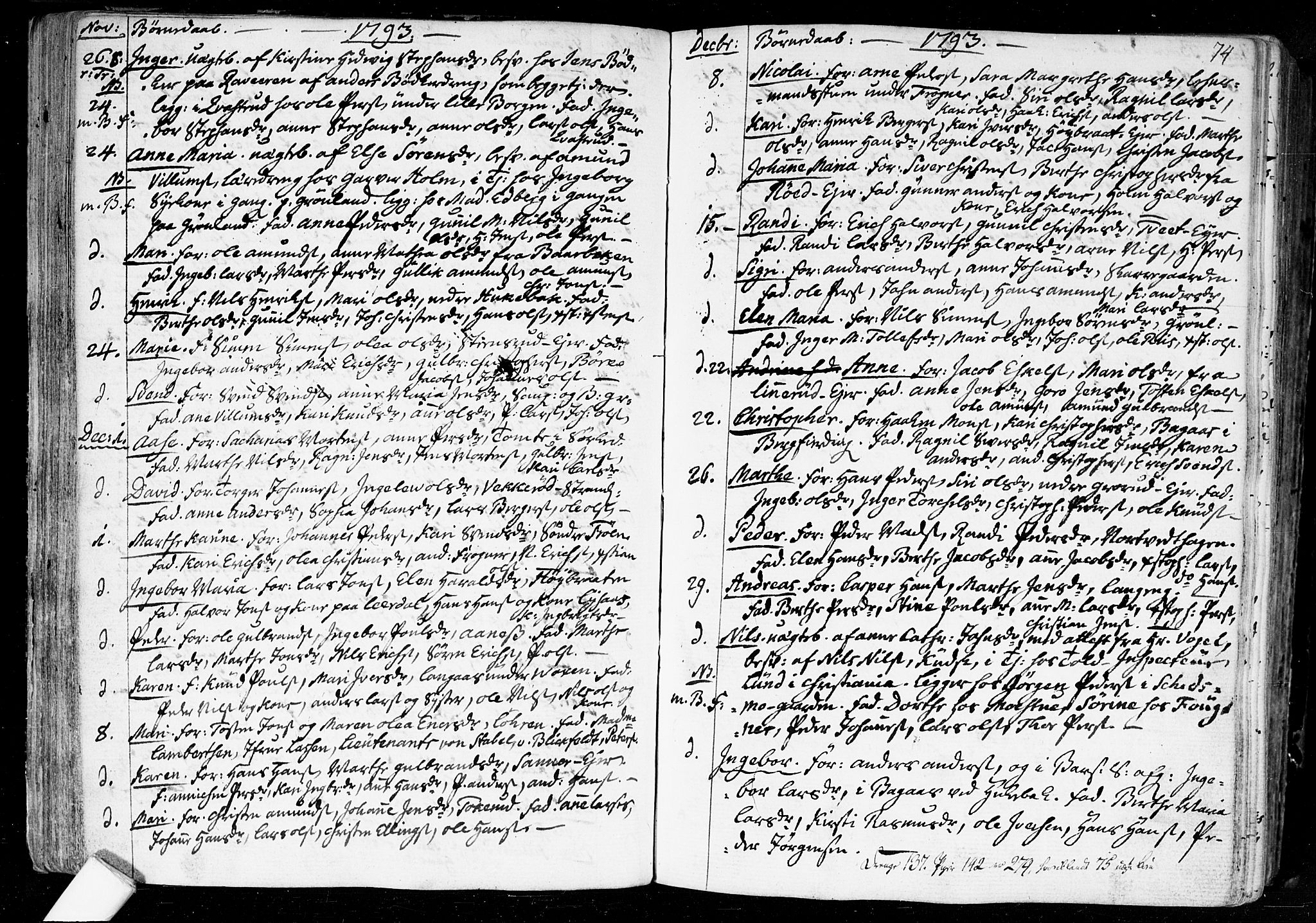 Aker prestekontor kirkebøker, SAO/A-10861/F/L0010: Parish register (official) no. 10, 1786-1809, p. 74