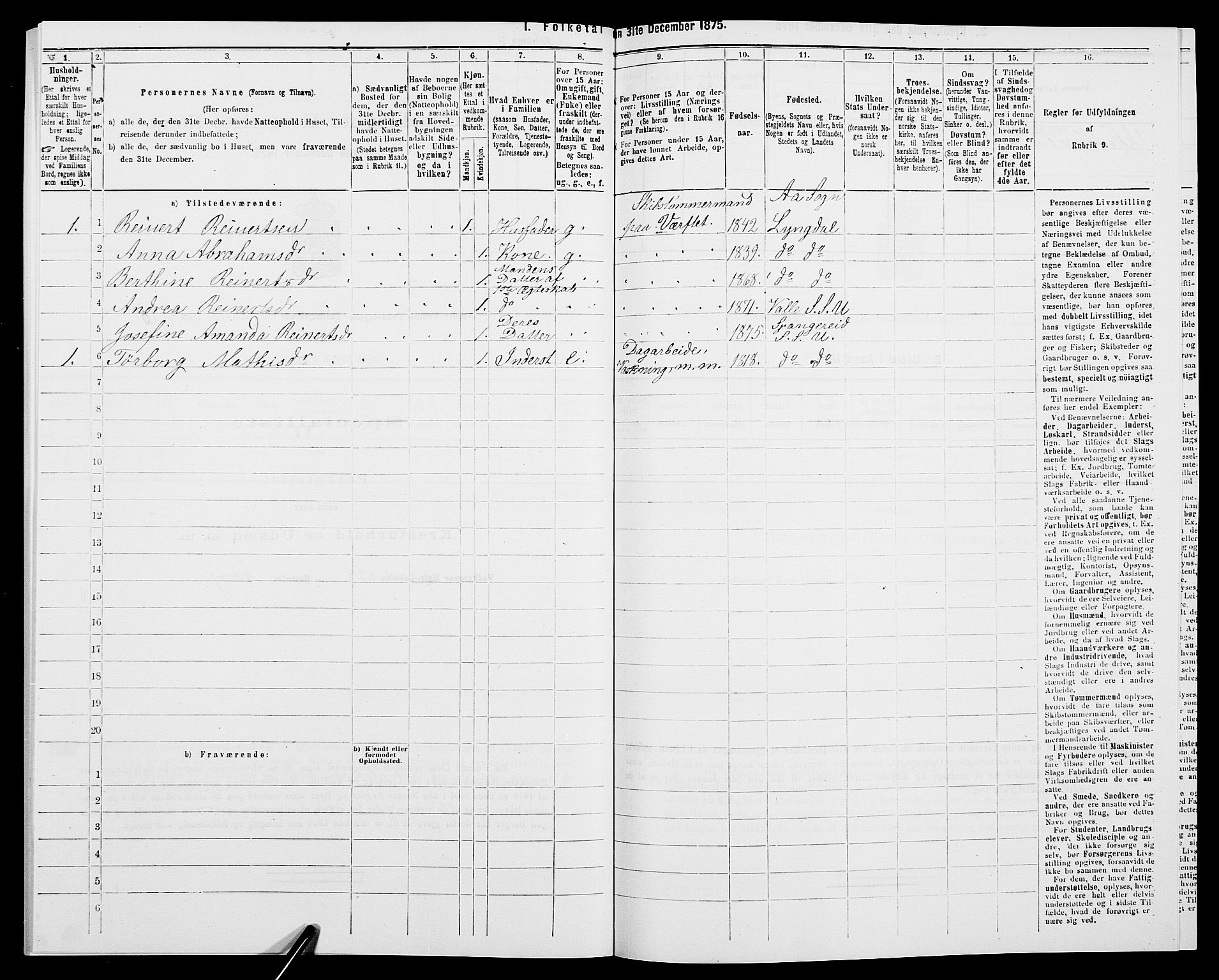 SAK, 1875 census for 1029P Sør-Audnedal, 1875, p. 1360