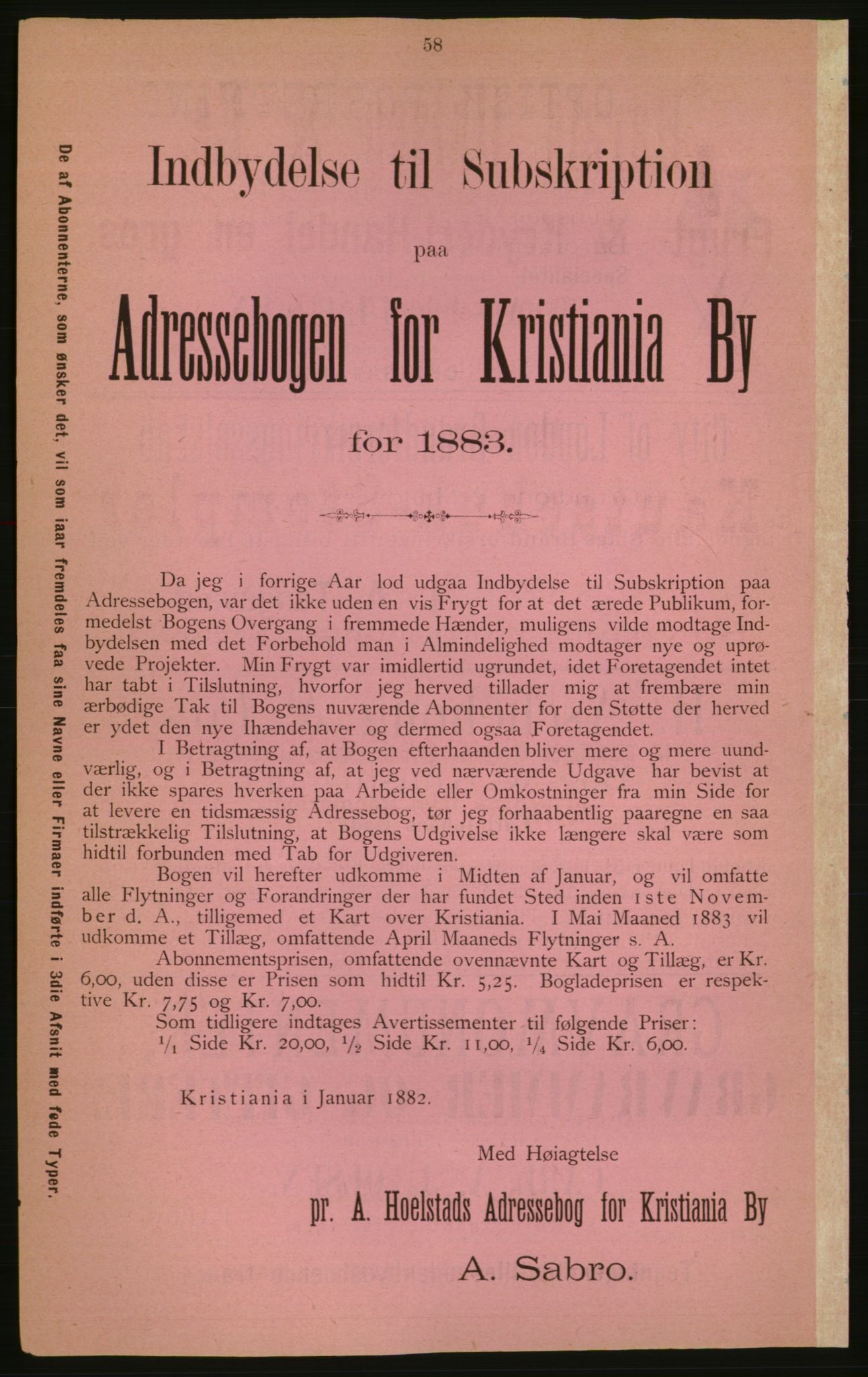 Kristiania/Oslo adressebok, PUBL/-, 1882, p. 58