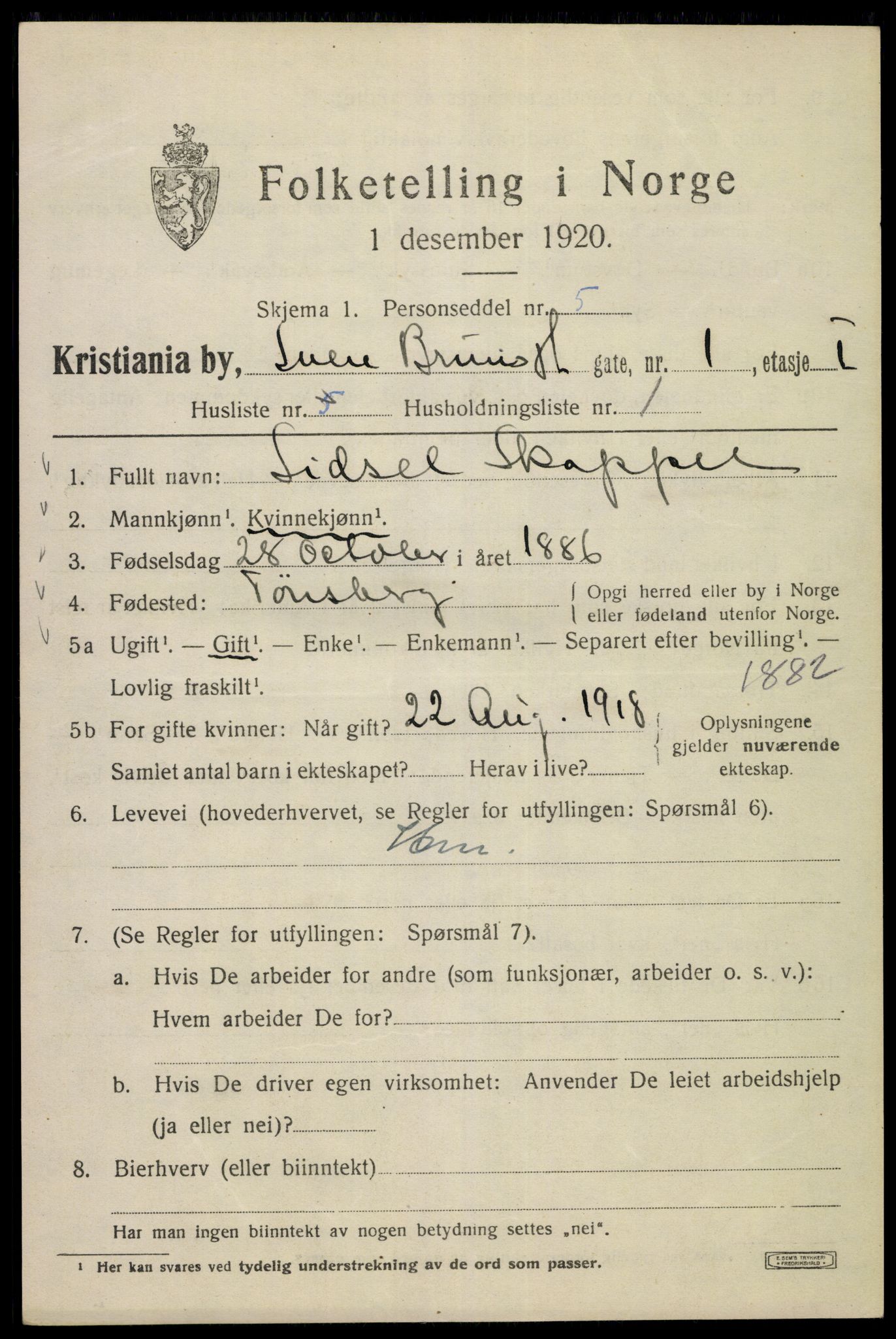 SAO, 1920 census for Kristiania, 1920, p. 554735