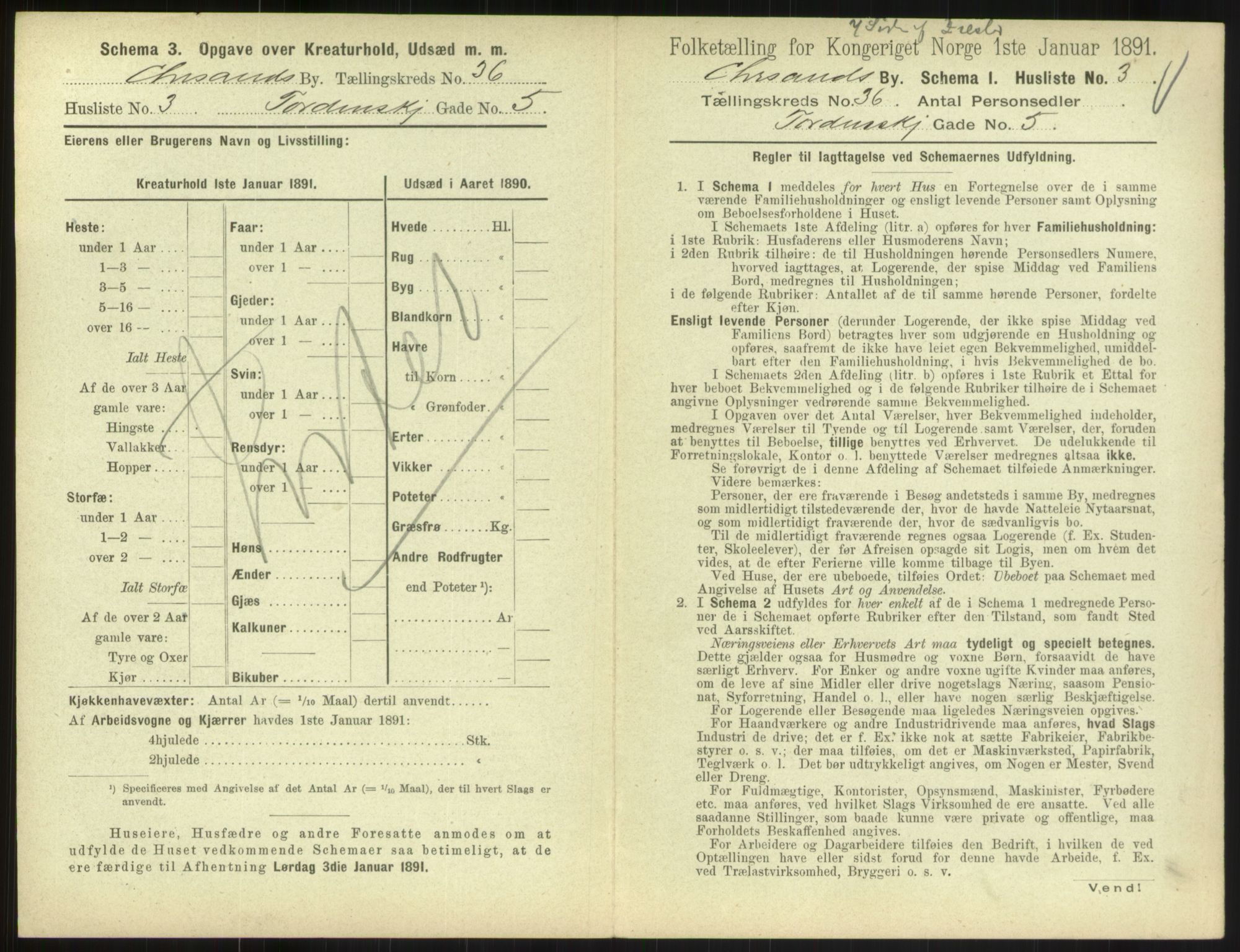 RA, 1891 census for 1001 Kristiansand, 1891, p. 1886