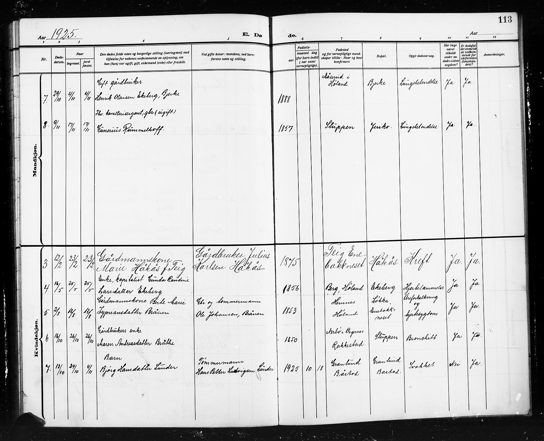 Trøgstad prestekontor Kirkebøker, AV/SAO-A-10925/G/Gb/L0001: Parish register (copy) no. II 1, 1911-1925, p. 113