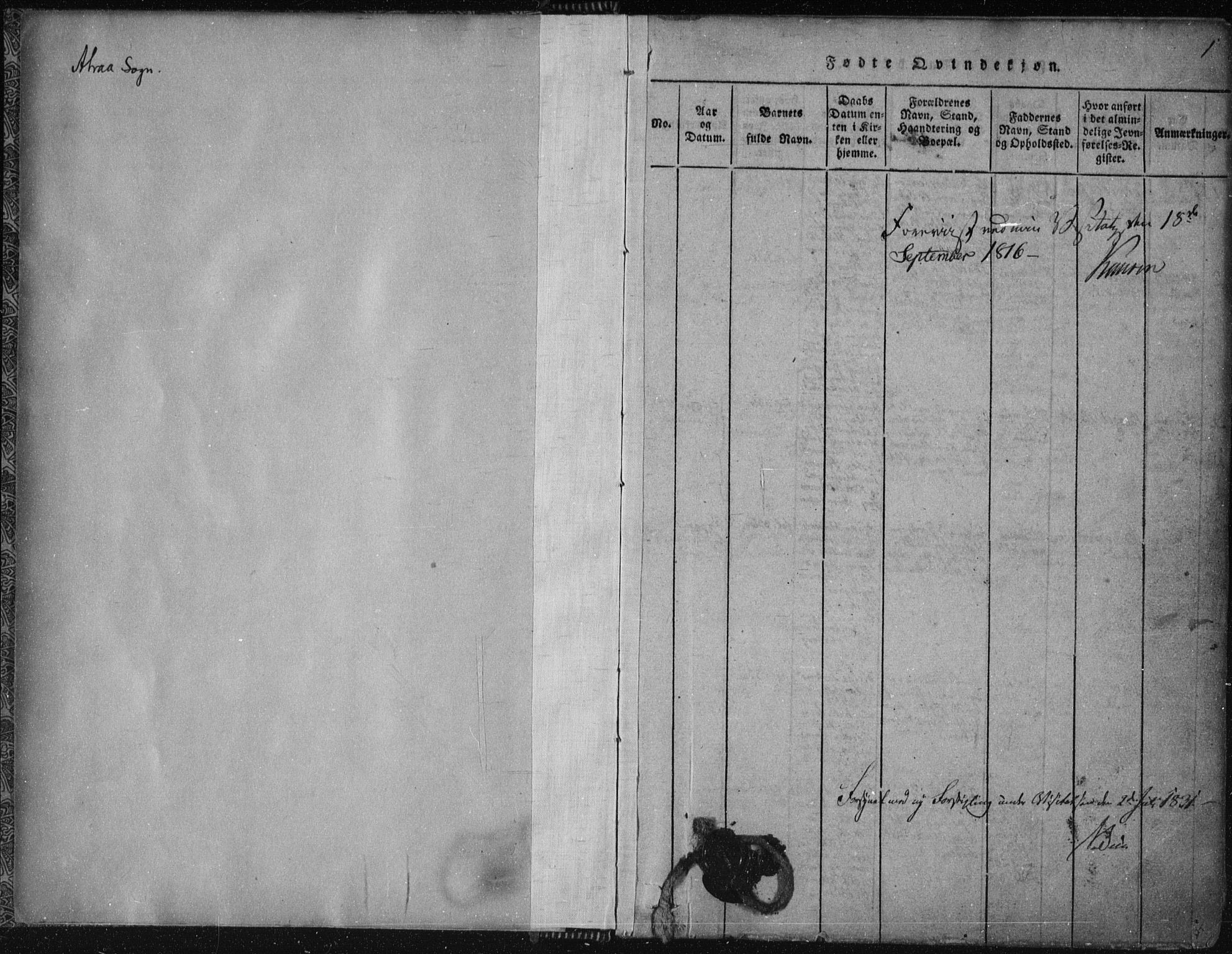 Tinn kirkebøker, AV/SAKO-A-308/F/Fa/L0004: Parish register (official) no. I 4, 1815-1843, p. 1a