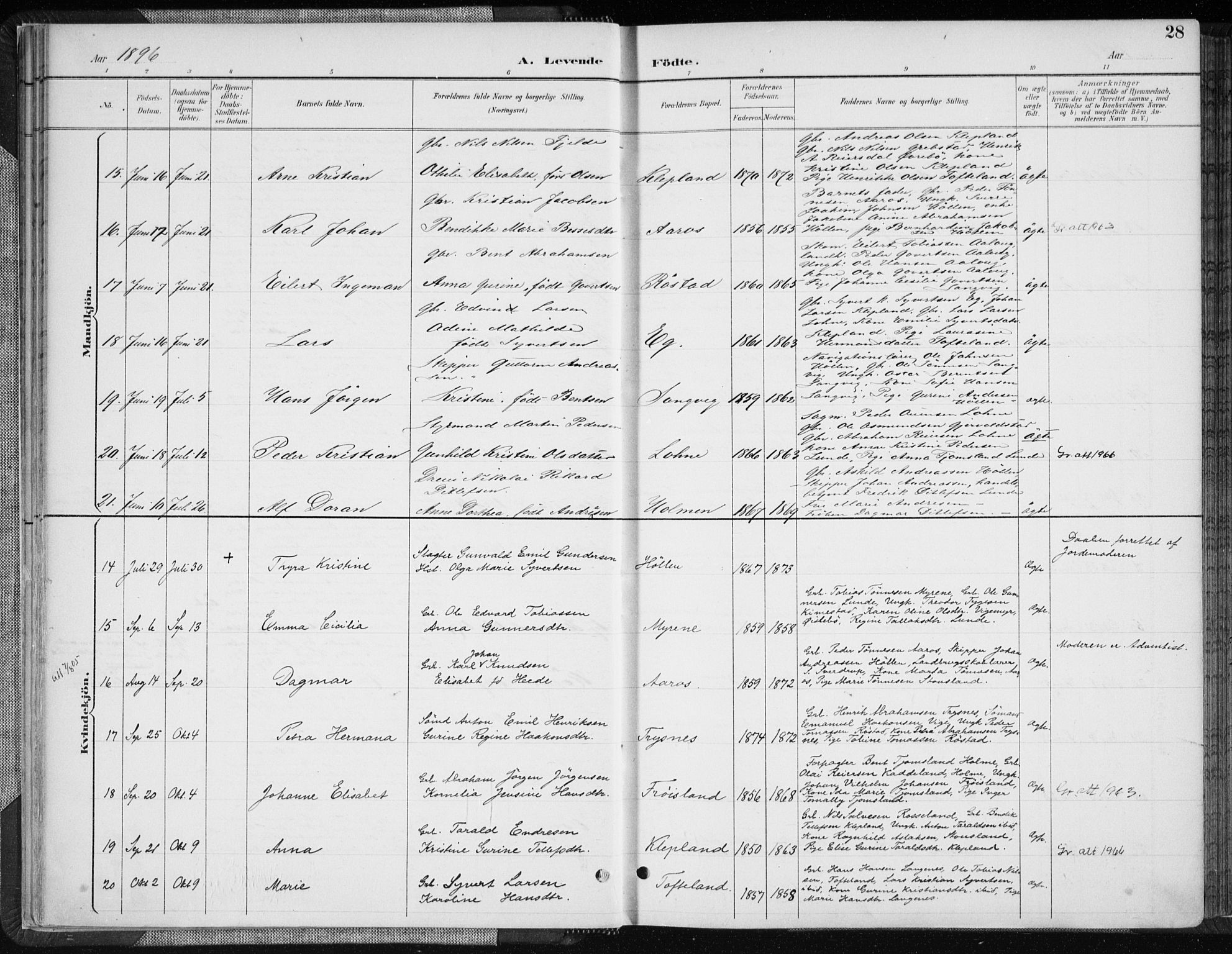 Søgne sokneprestkontor, SAK/1111-0037/F/Fa/Fab/L0013: Parish register (official) no. A 13, 1892-1911, p. 28
