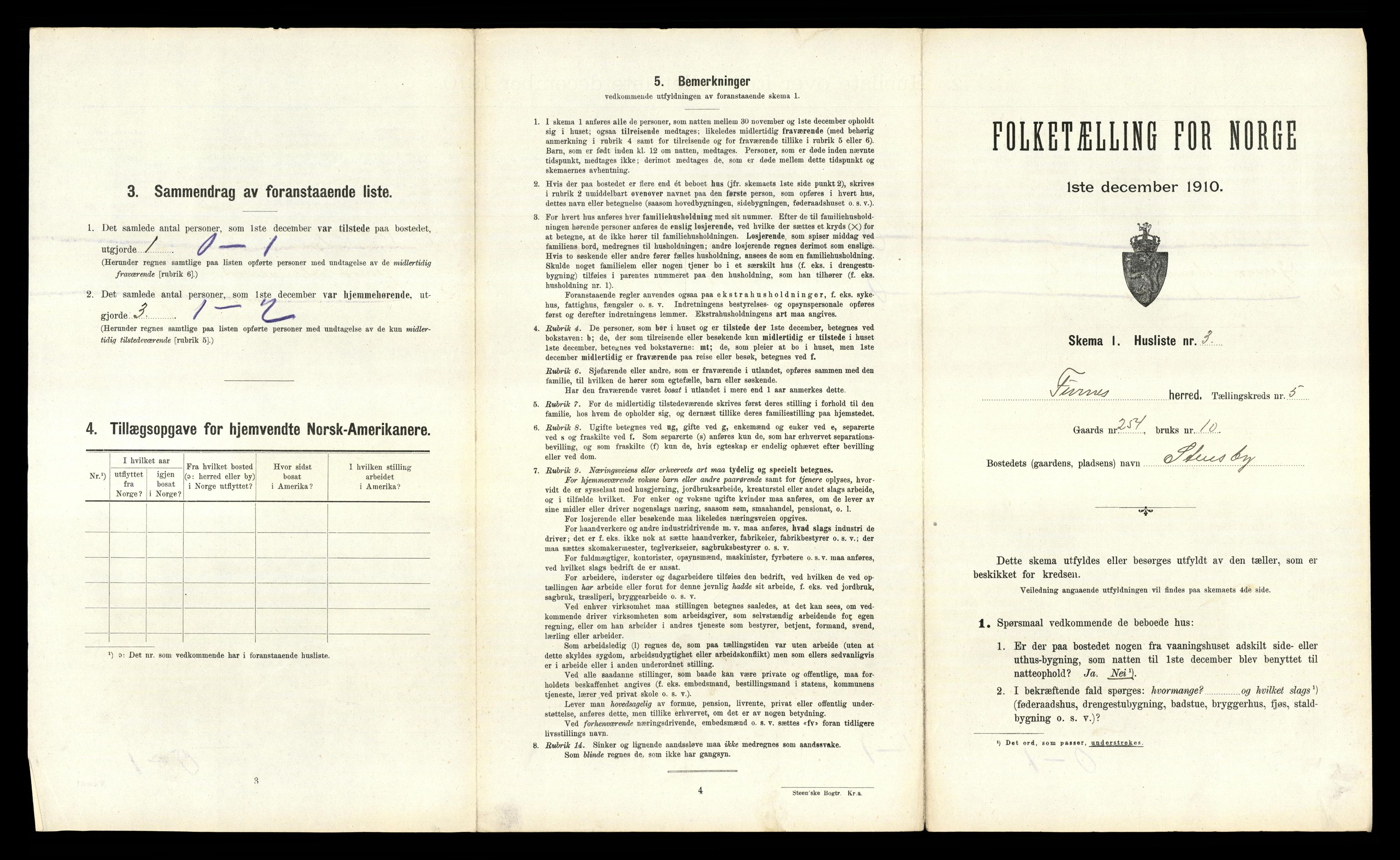 RA, 1910 census for Furnes, 1910, p. 956