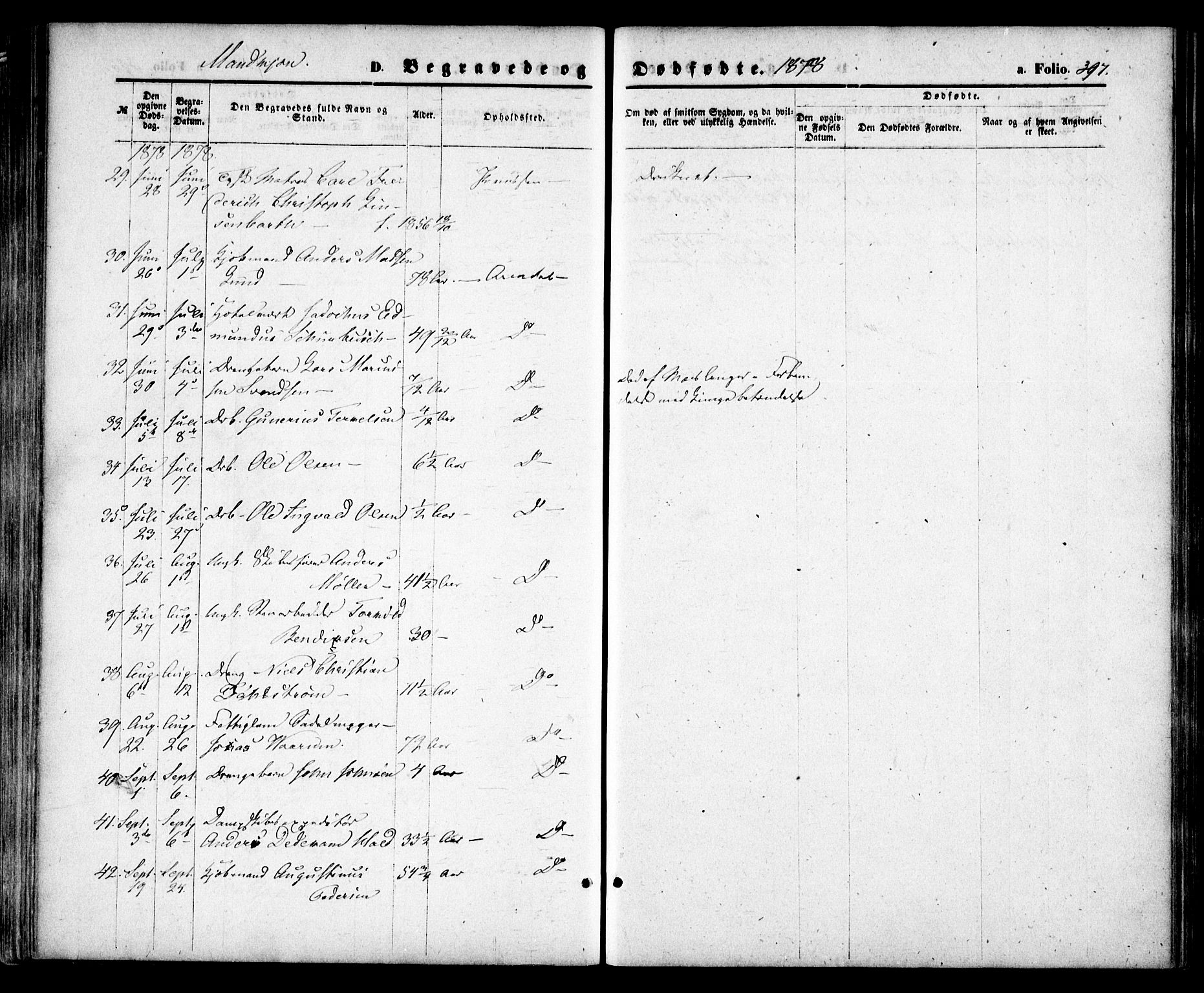 Arendal sokneprestkontor, Trefoldighet, AV/SAK-1111-0040/F/Fa/L0007: Parish register (official) no. A 7, 1868-1878, p. 397