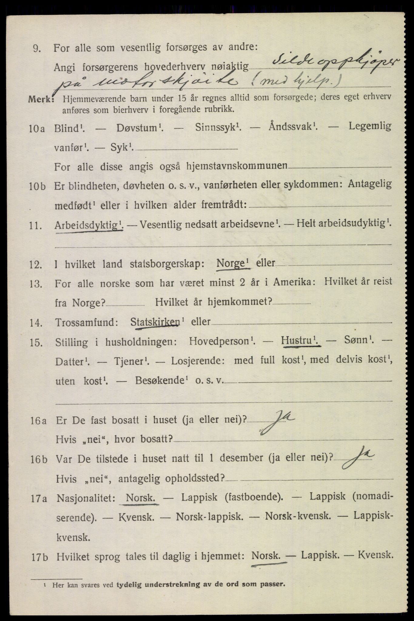 SAT, 1920 census for Vågan, 1920, p. 5032