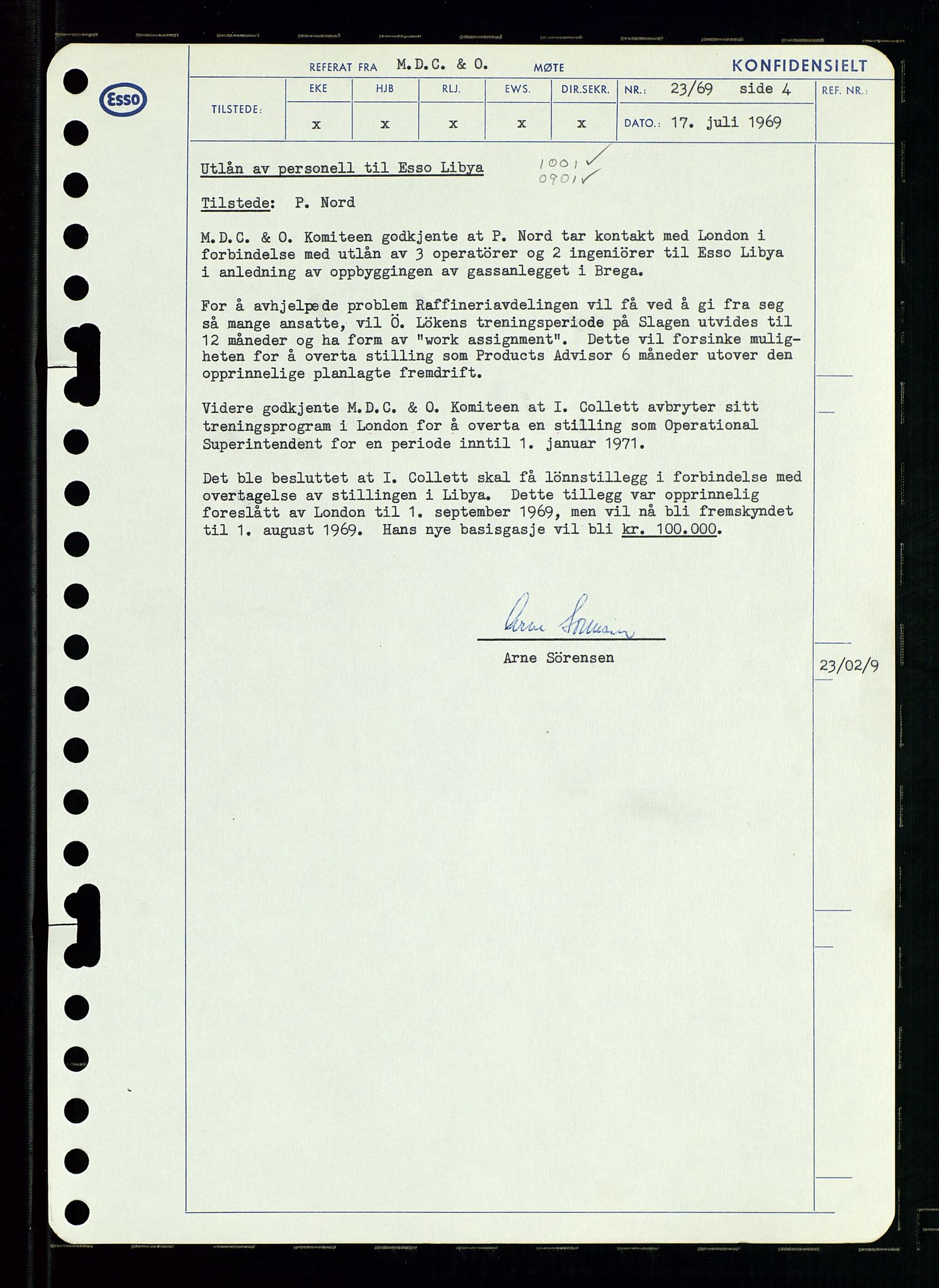 Pa 0982 - Esso Norge A/S, AV/SAST-A-100448/A/Aa/L0003/0001: Den administrerende direksjon Board minutes (styrereferater) og Bedriftforsamlingsprotokoll / Den administrerende direksjon Board minutes (styrereferater), 1969, p. 164