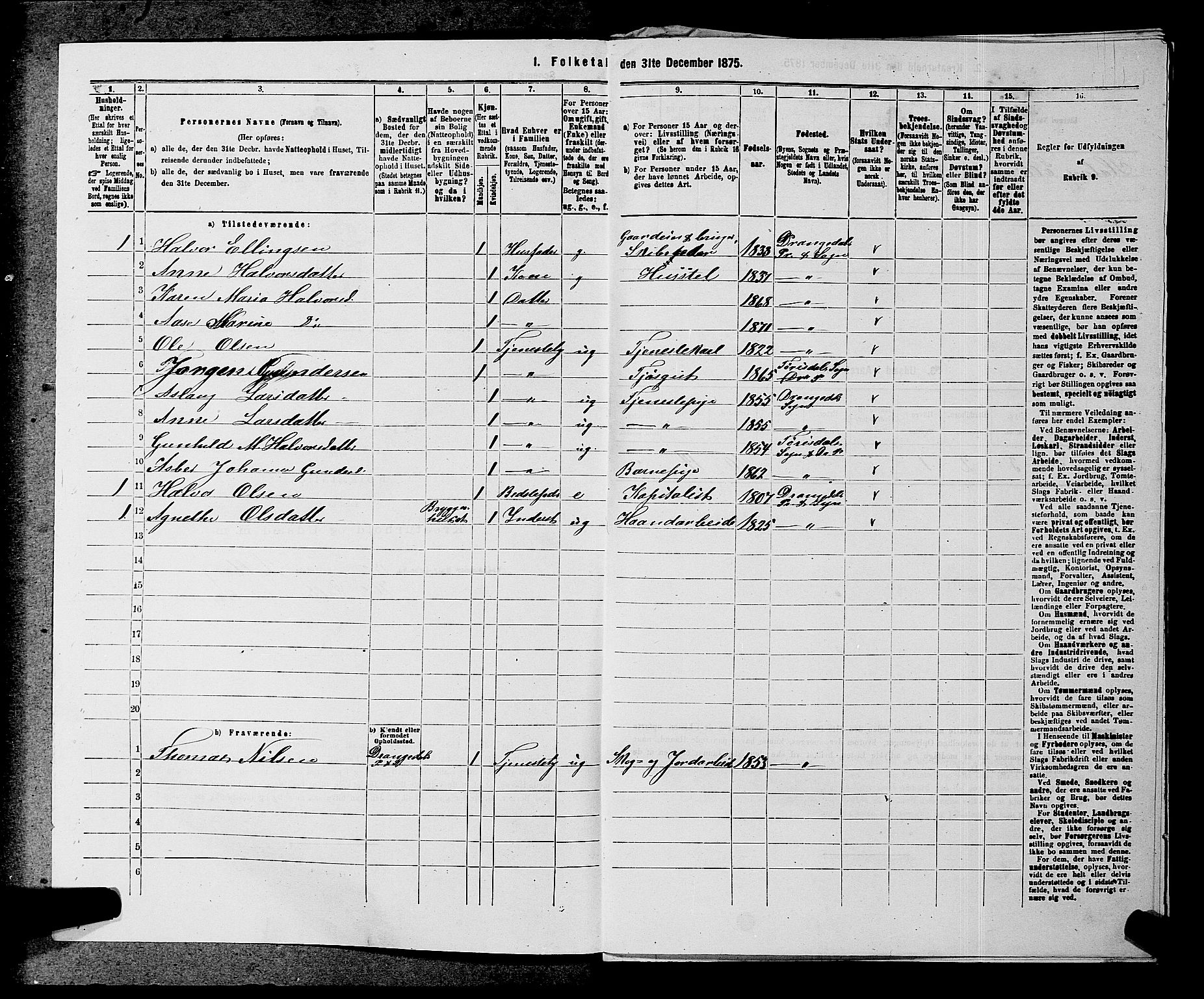 SAKO, 1875 census for 0817P Drangedal, 1875, p. 486