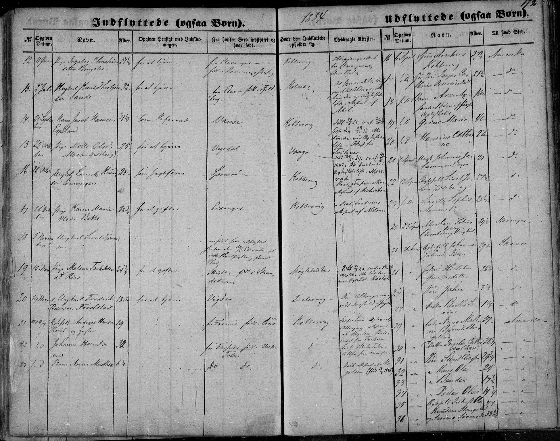 Avaldsnes sokneprestkontor, AV/SAST-A -101851/H/Ha/Haa/L0008: Parish register (official) no. A 8, 1847-1857, p. 172