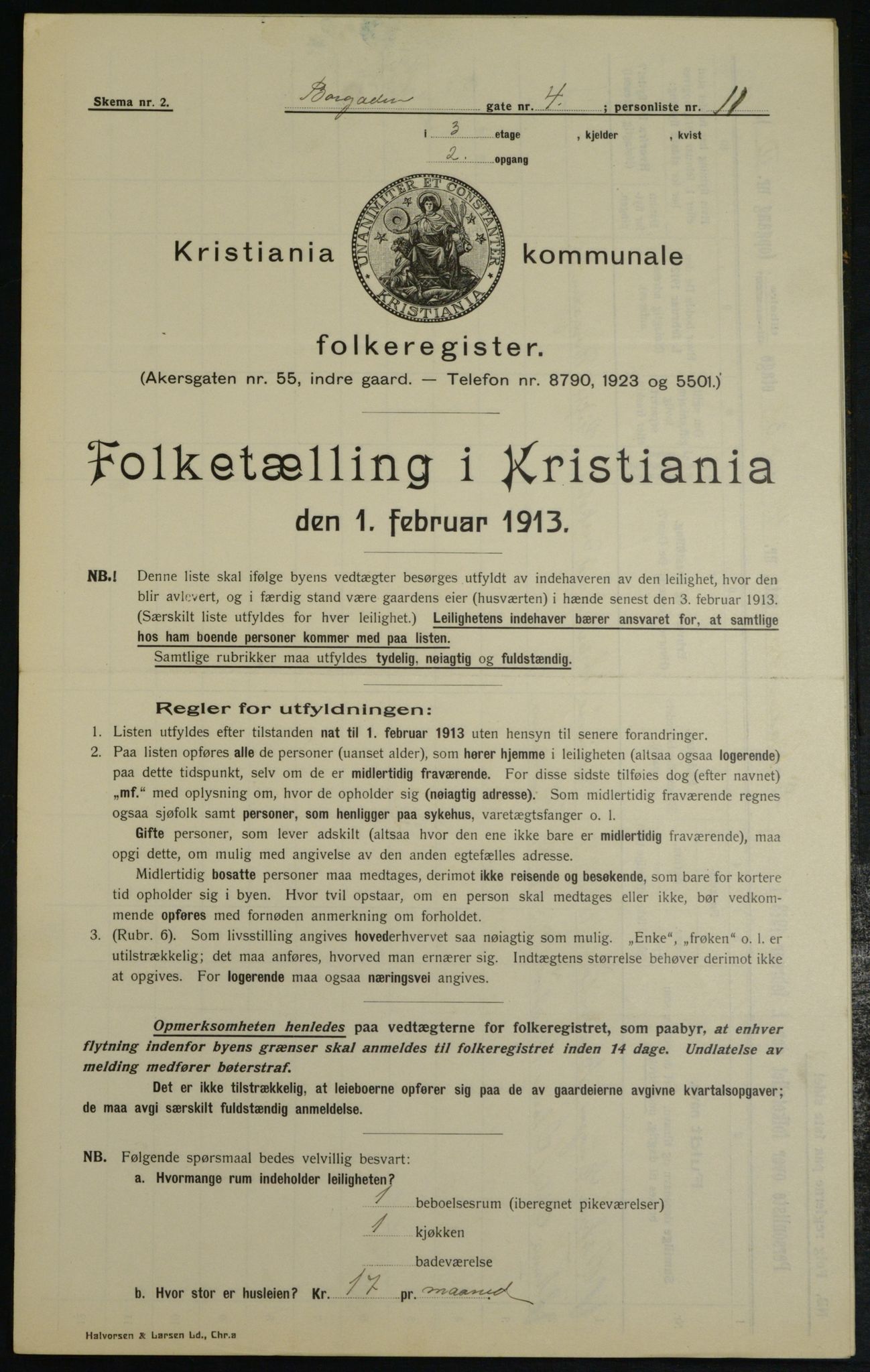 OBA, Municipal Census 1913 for Kristiania, 1913, p. 7587