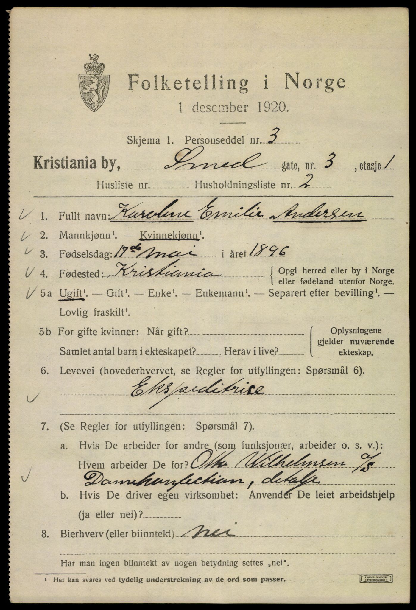 SAO, 1920 census for Kristiania, 1920, p. 519191