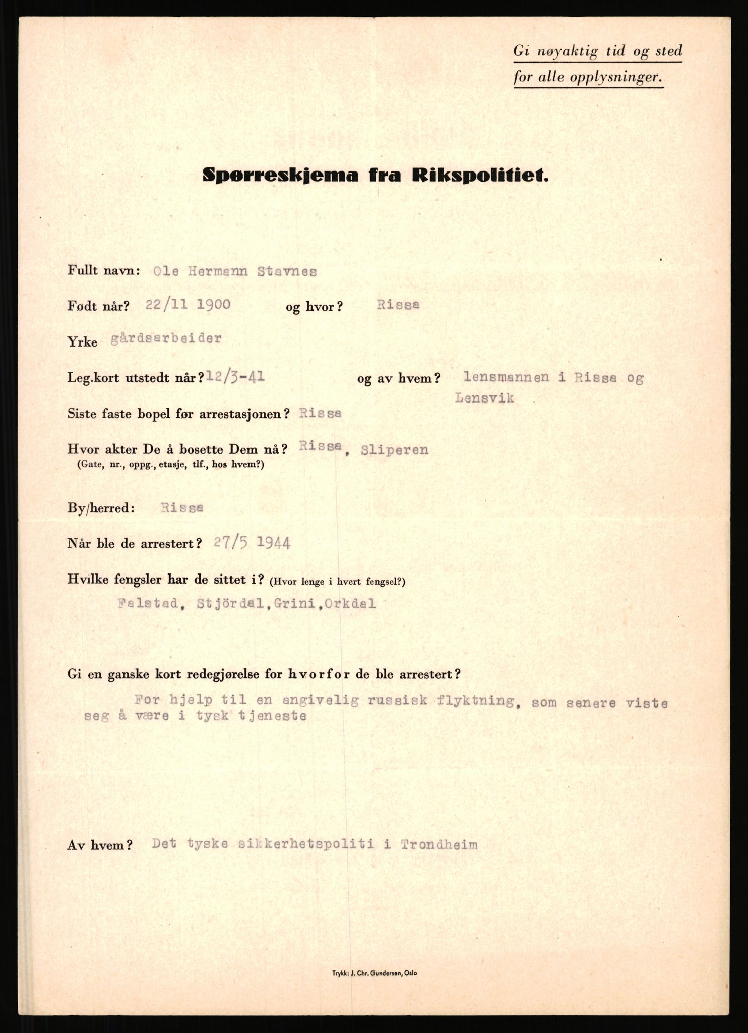 Rikspolitisjefen, AV/RA-S-1560/L/L0015: Scharff, Carlo Max - Stephensen, Gudrun, 1940-1945, p. 1053