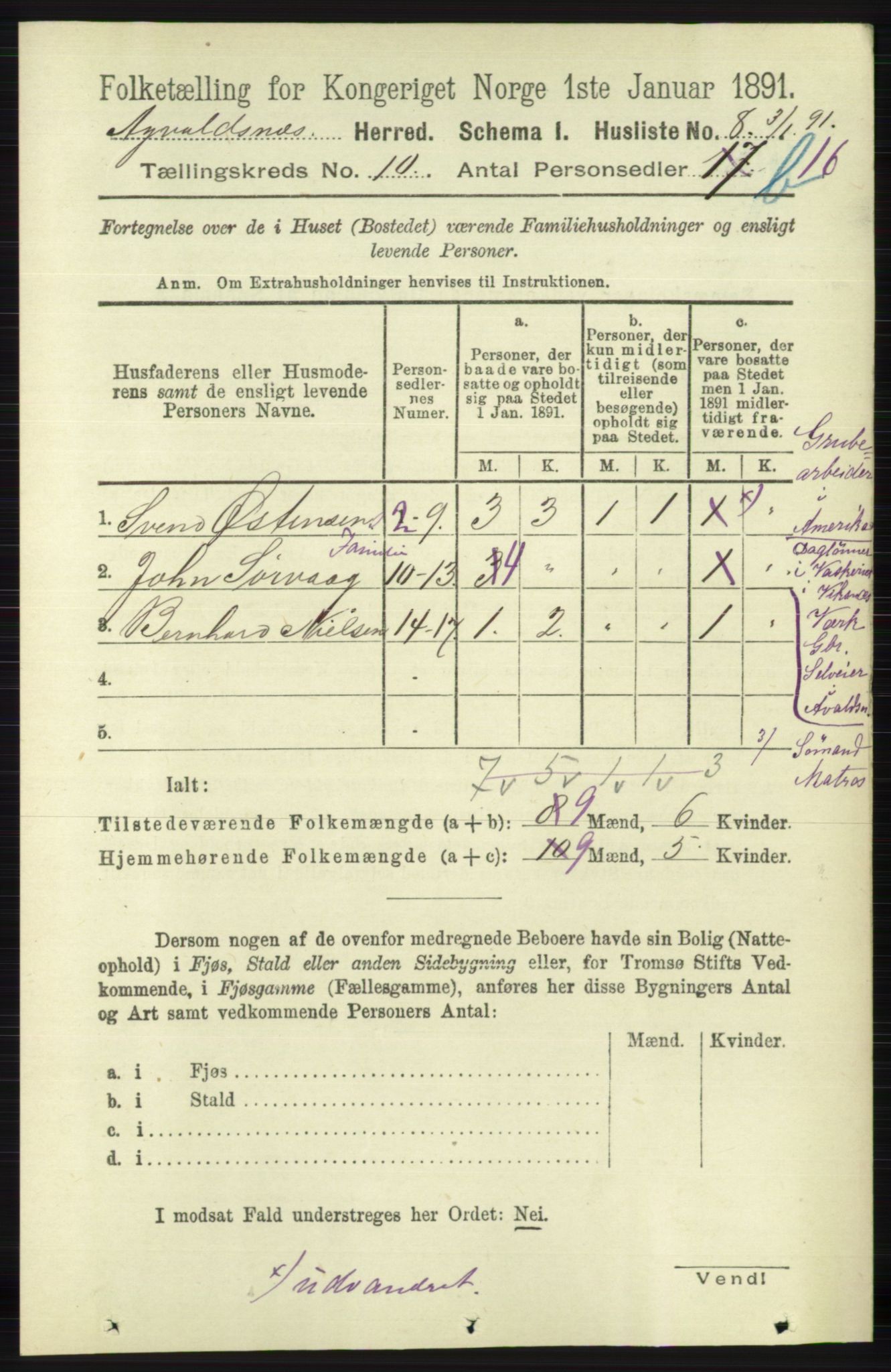 RA, 1891 census for 1147 Avaldsnes, 1891, p. 5762