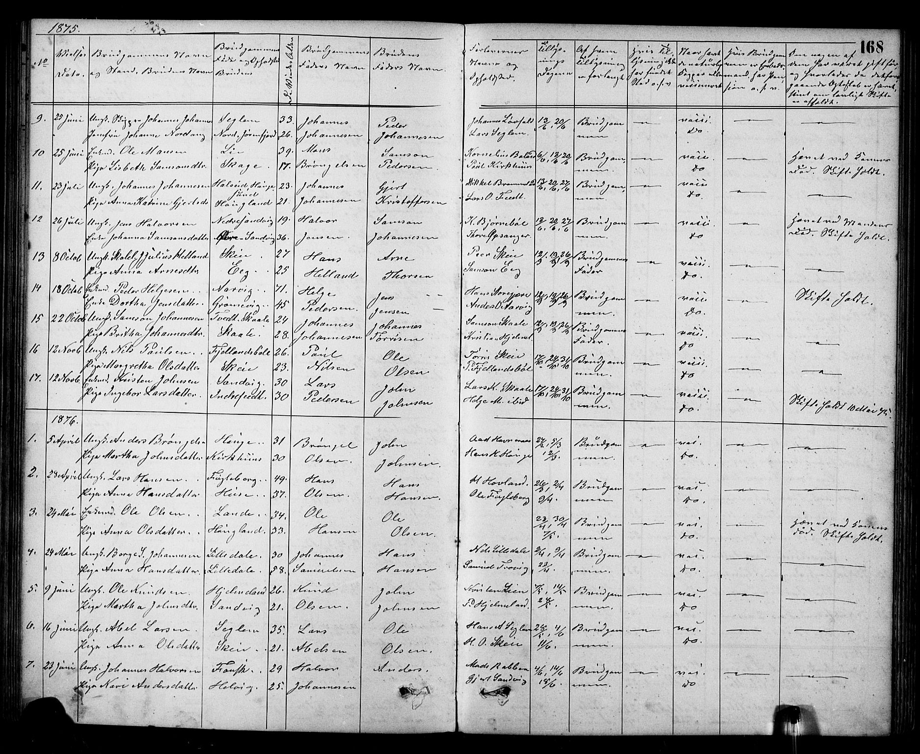 Kvinnherad sokneprestembete, SAB/A-76401/H/Hab: Parish register (copy) no. A 2, 1873-1900, p. 168