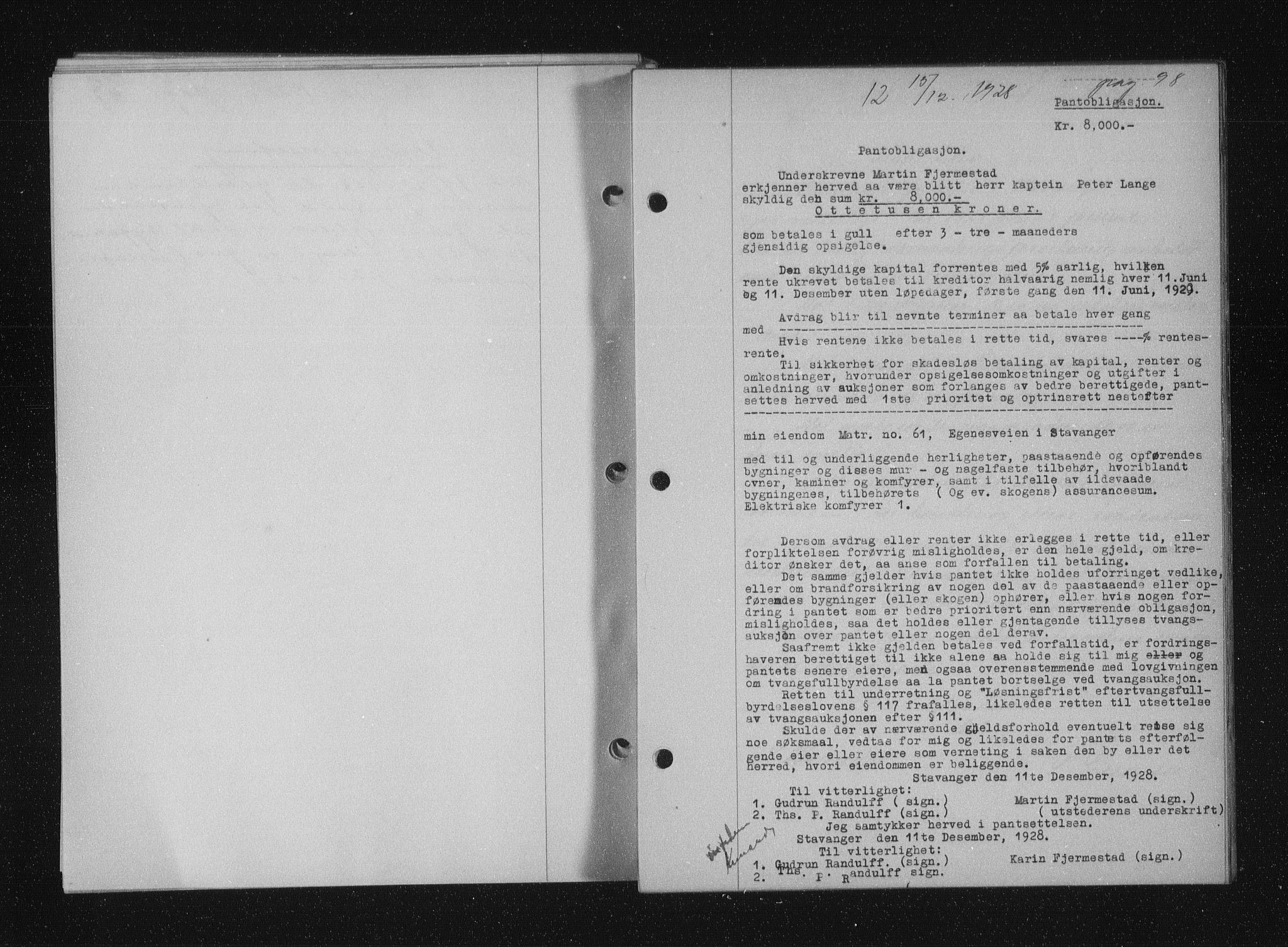 Stavanger byfogd, SAST/A-101408/001/4/41/410/410BB/L0055: Mortgage book no. 43, 1928-1929, Deed date: 15.12.1928