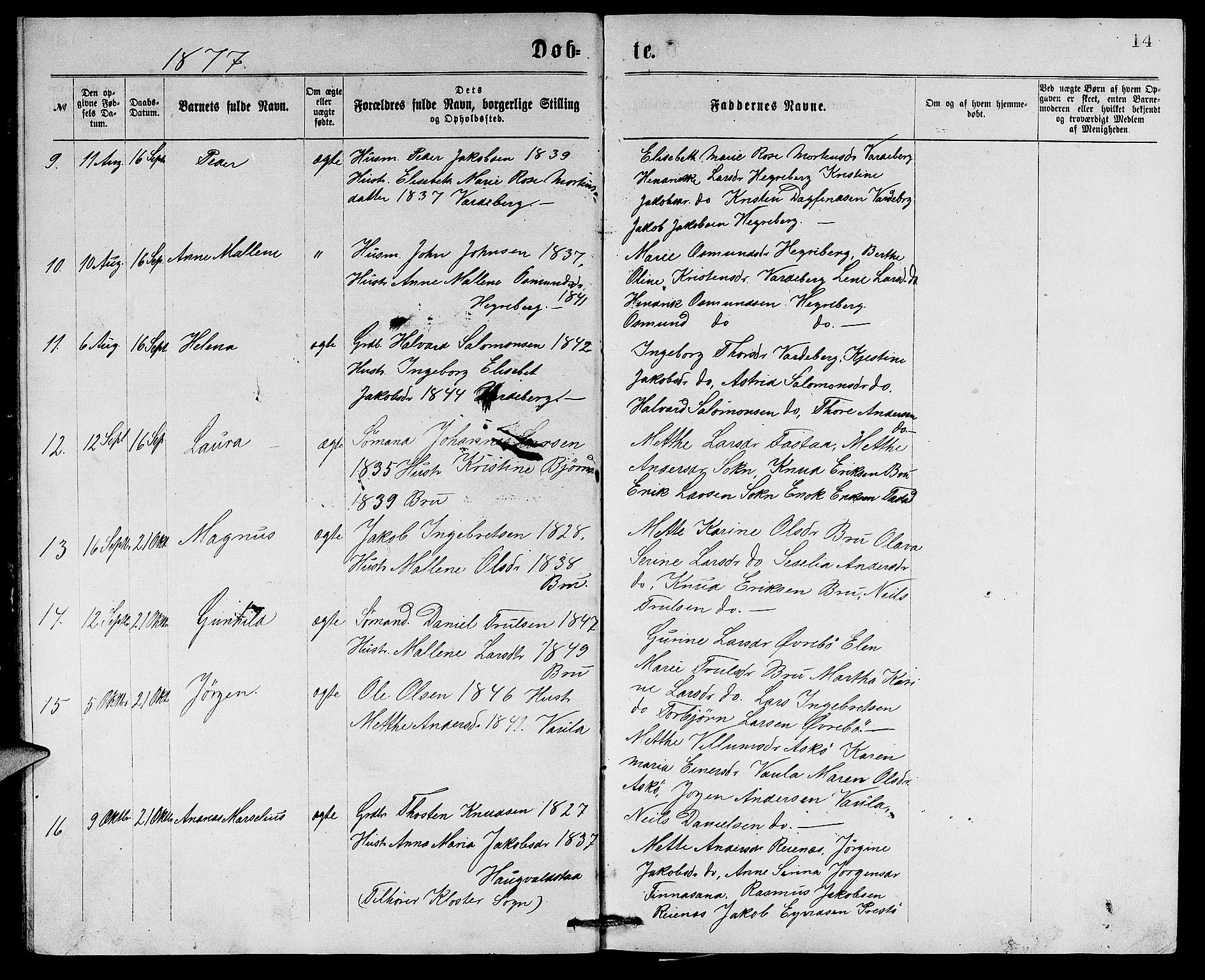 Rennesøy sokneprestkontor, AV/SAST-A -101827/H/Ha/Hab/L0005: Parish register (copy) no. B 5, 1871-1890, p. 14