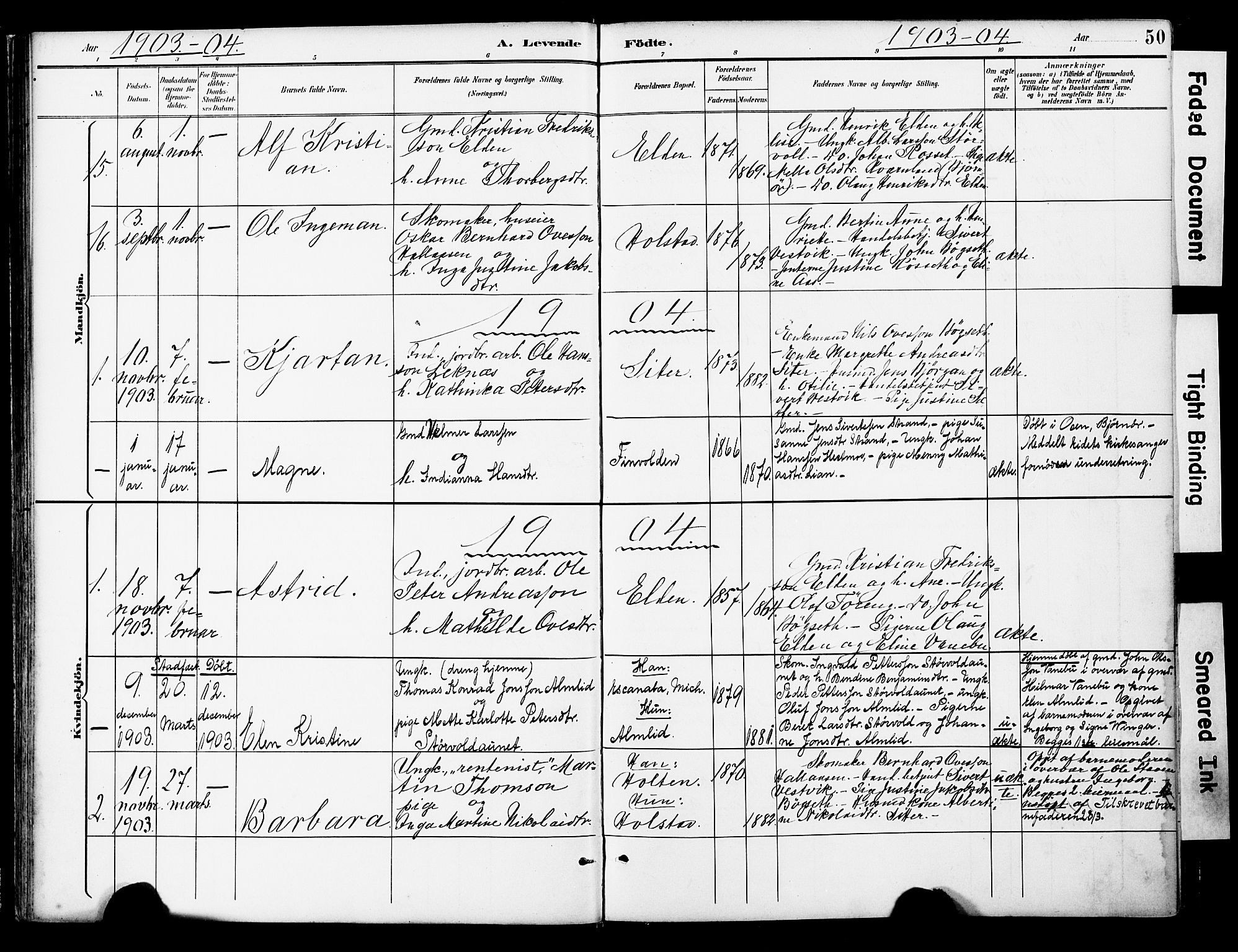 Ministerialprotokoller, klokkerbøker og fødselsregistre - Nord-Trøndelag, AV/SAT-A-1458/742/L0409: Parish register (official) no. 742A02, 1891-1905, p. 50